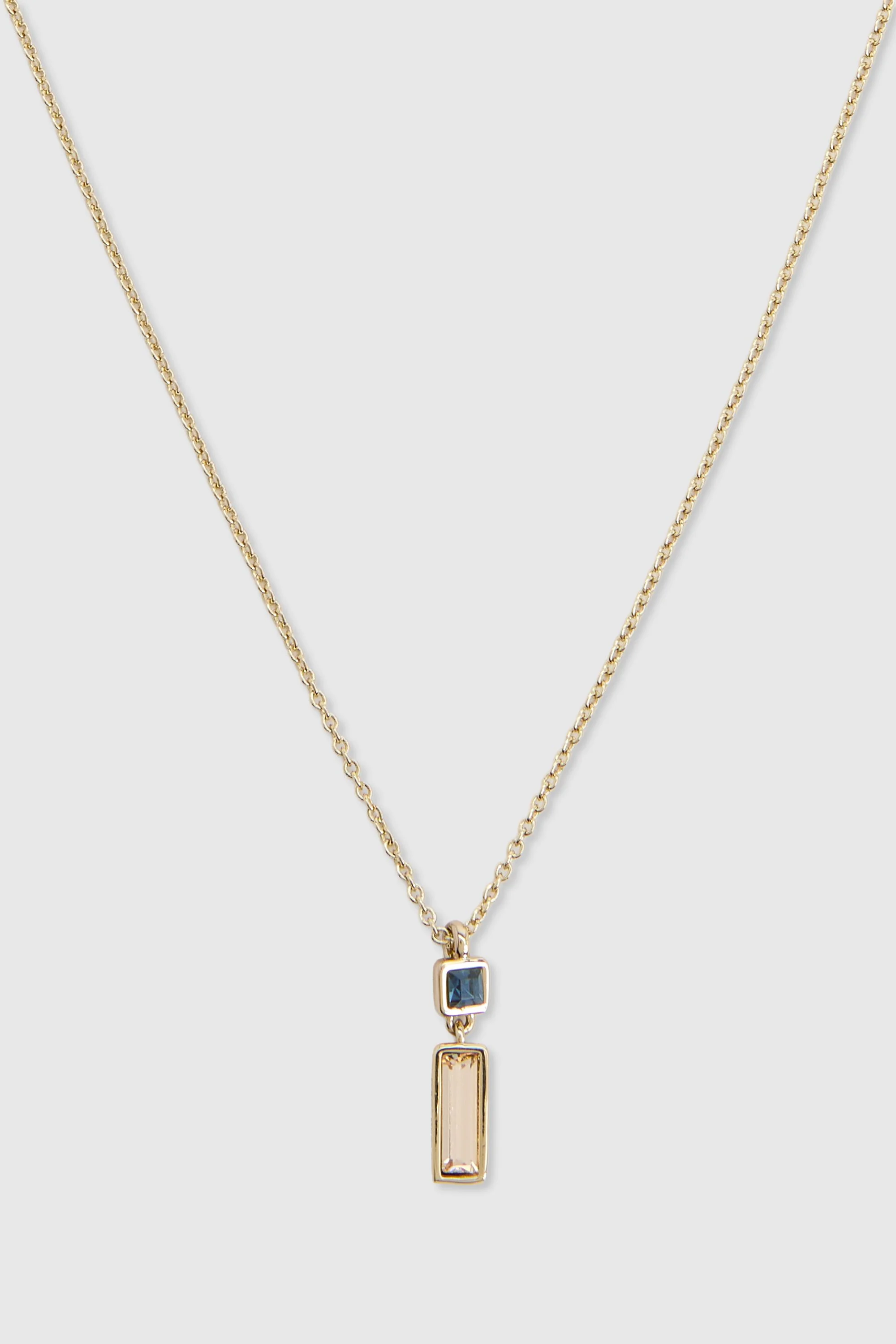 Crystal Baguette Pendant Necklace - 1