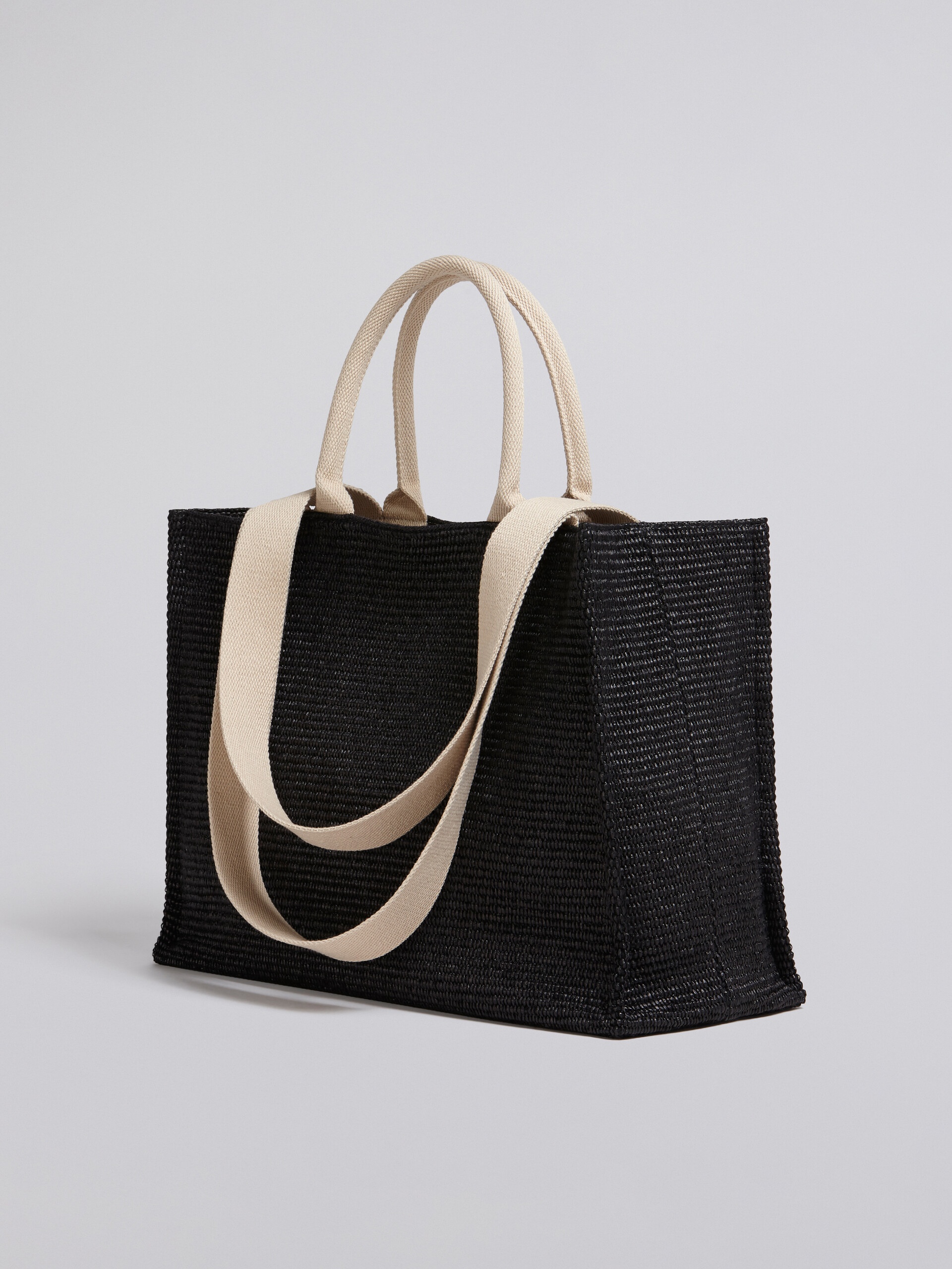 LARGE BLACK RAFFIA TOTE BAG - 3