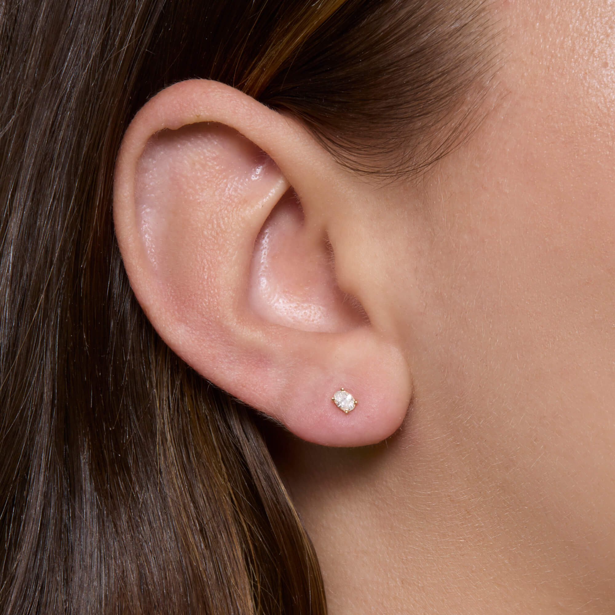 LAB-Created Oval Treasure Stud - 2