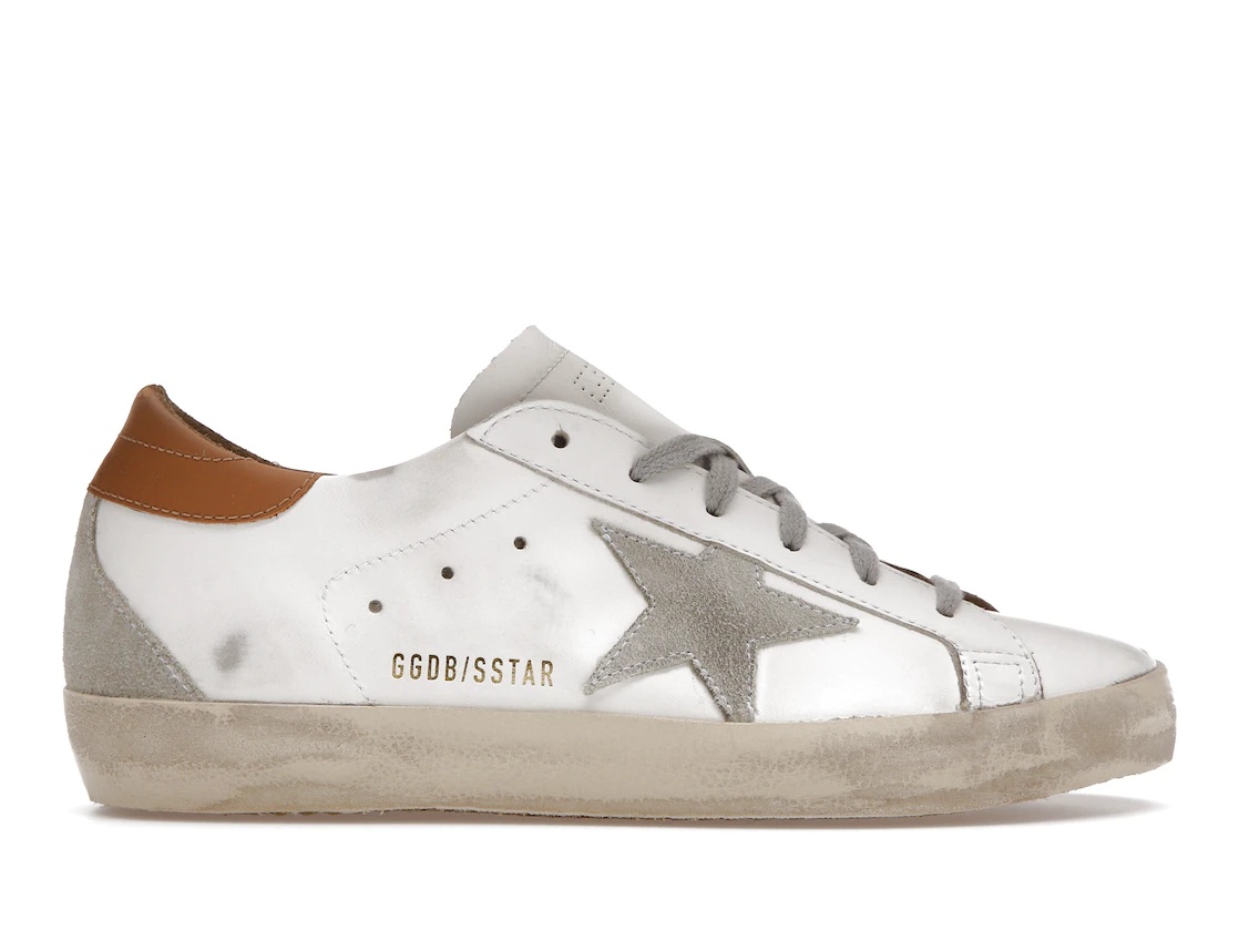 Golden Goose Super-Star White Vacchetta Tan Grey Suede Patch (W) - 1