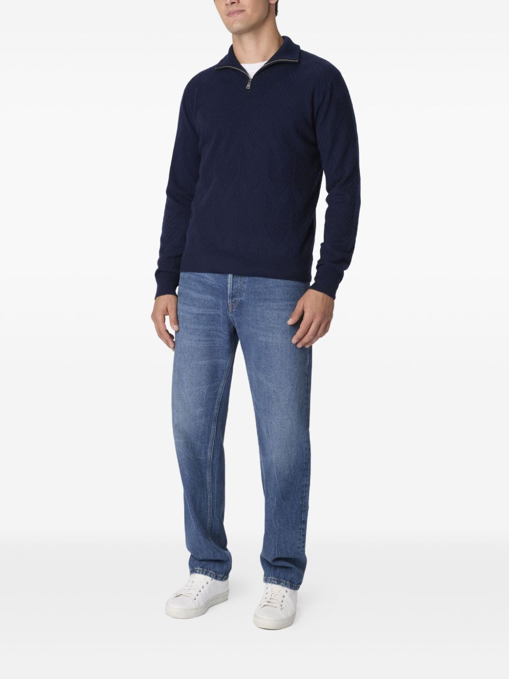 herringbone half-zip sweater - 2