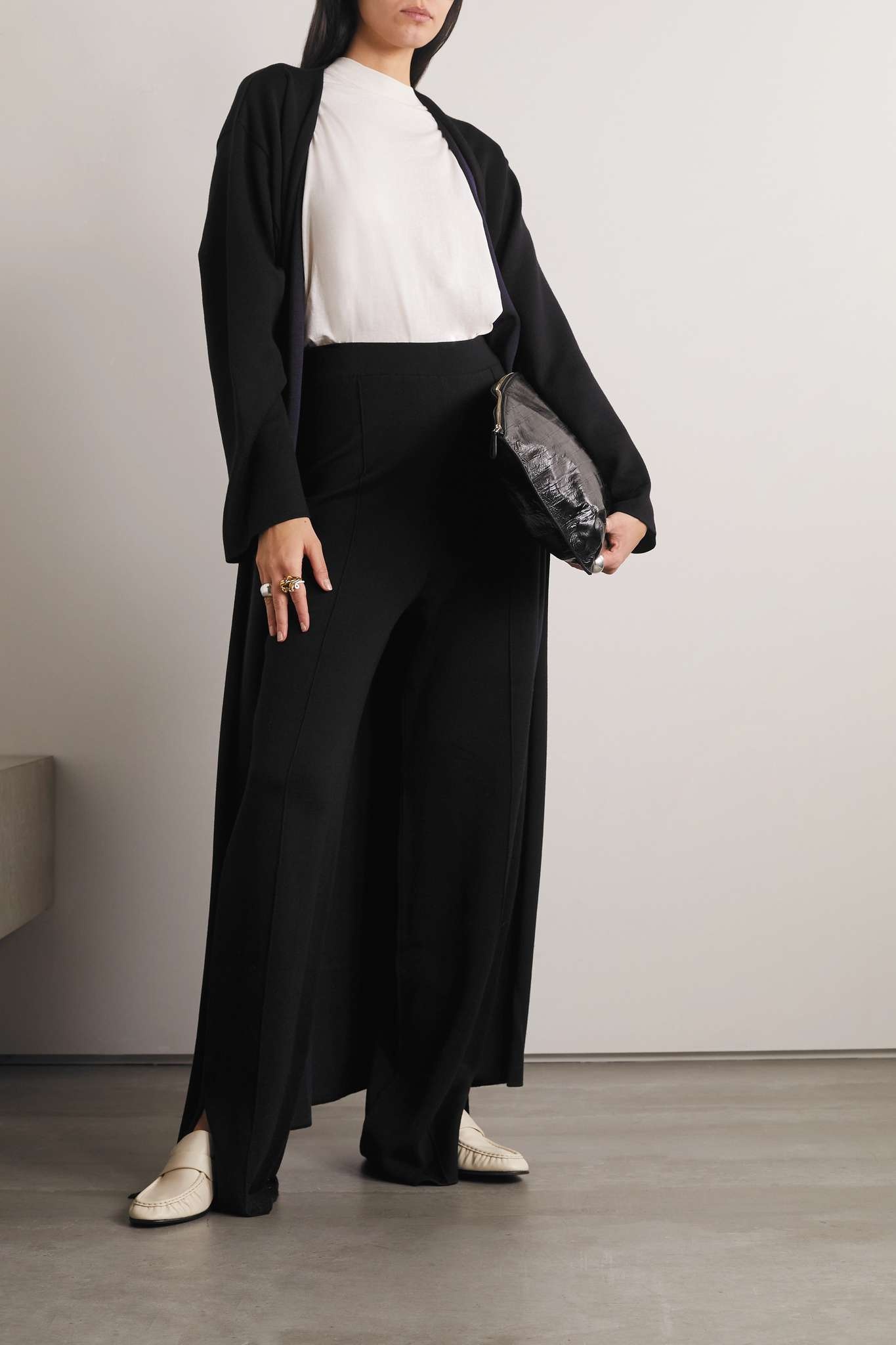 The Row Egle stretch wool, silk and cashmere-blend straight