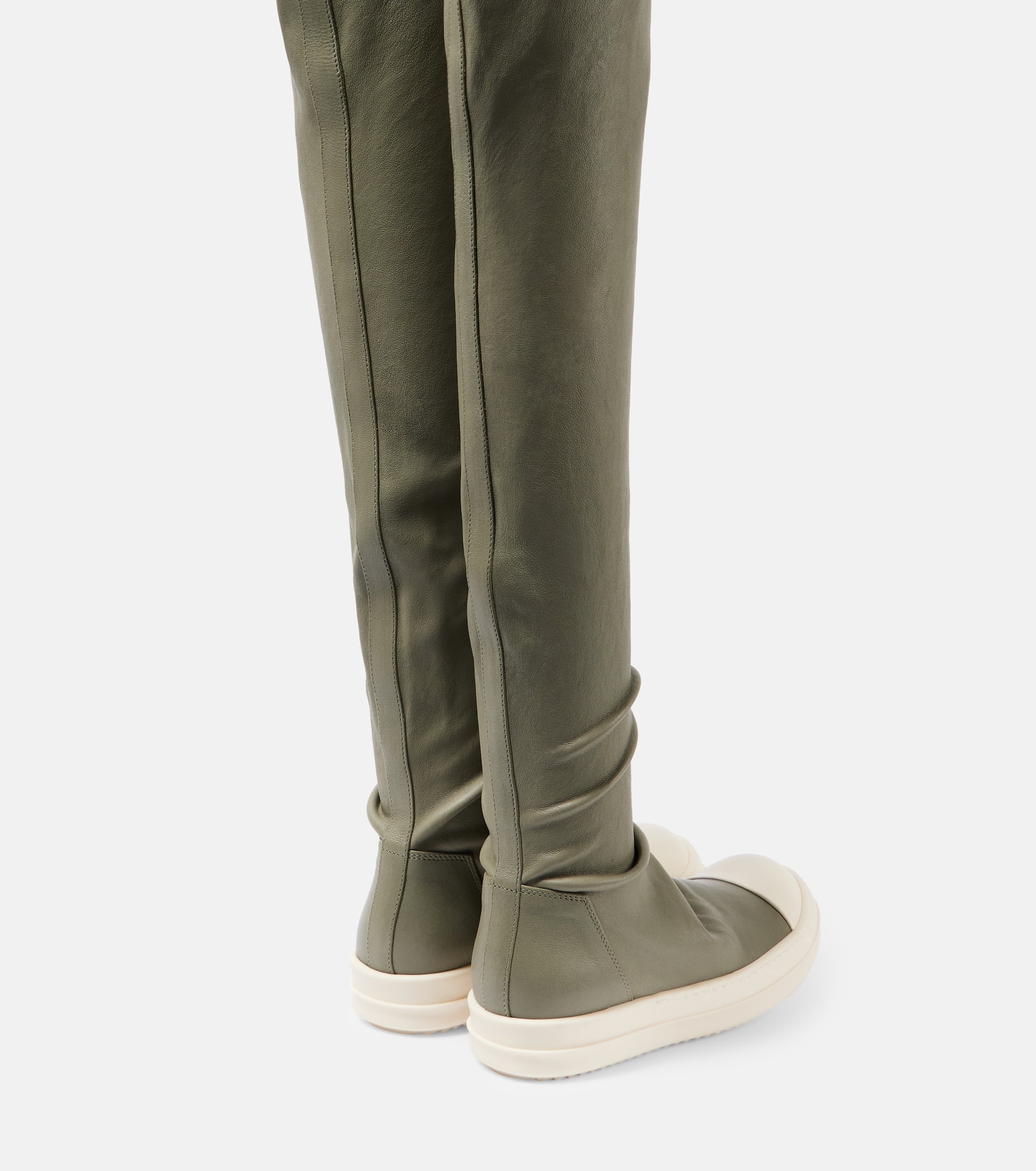 Stockings over-the-knee leather sneakers - 2