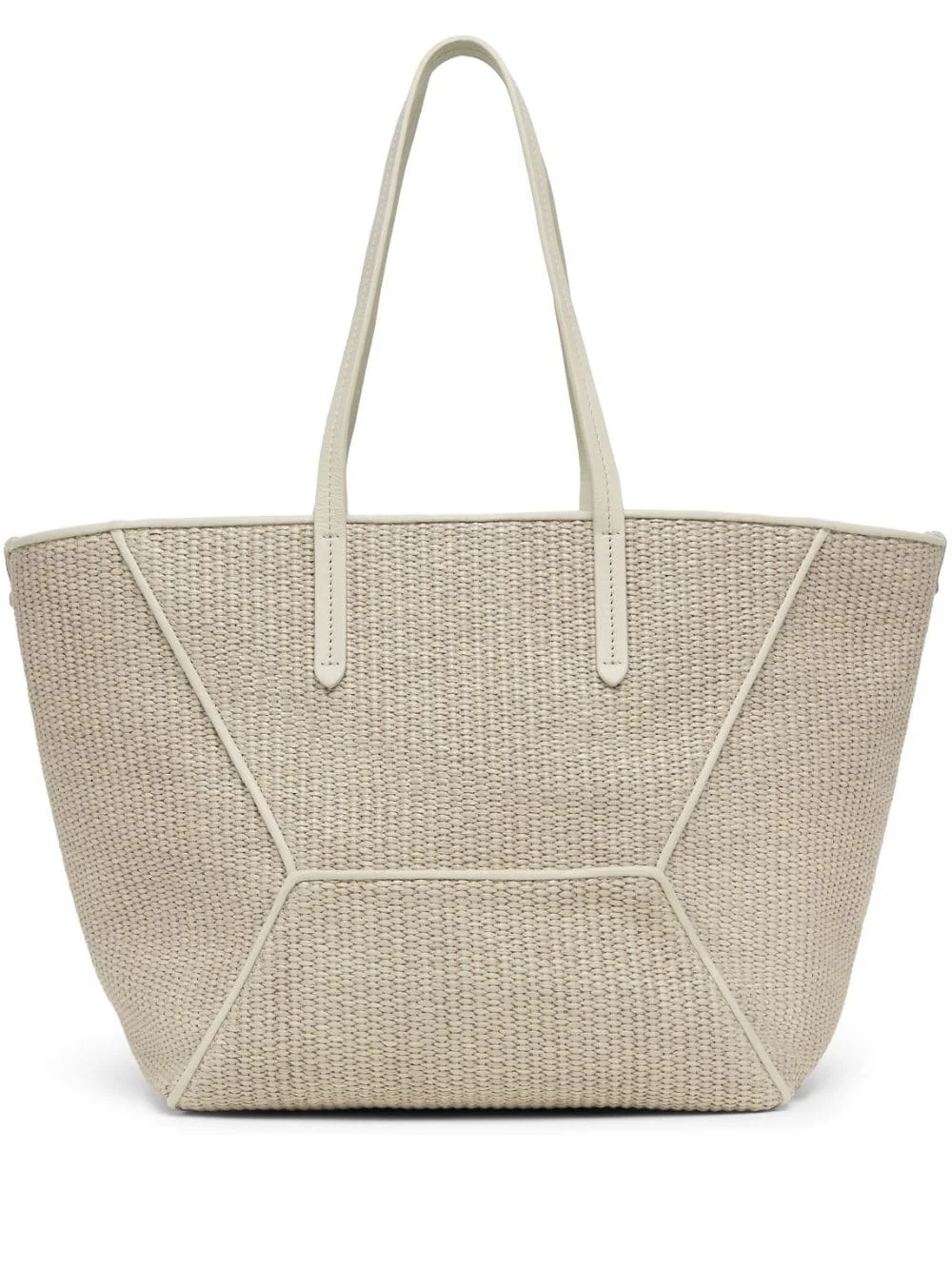 Monili-embellished raffia tote bag - 1