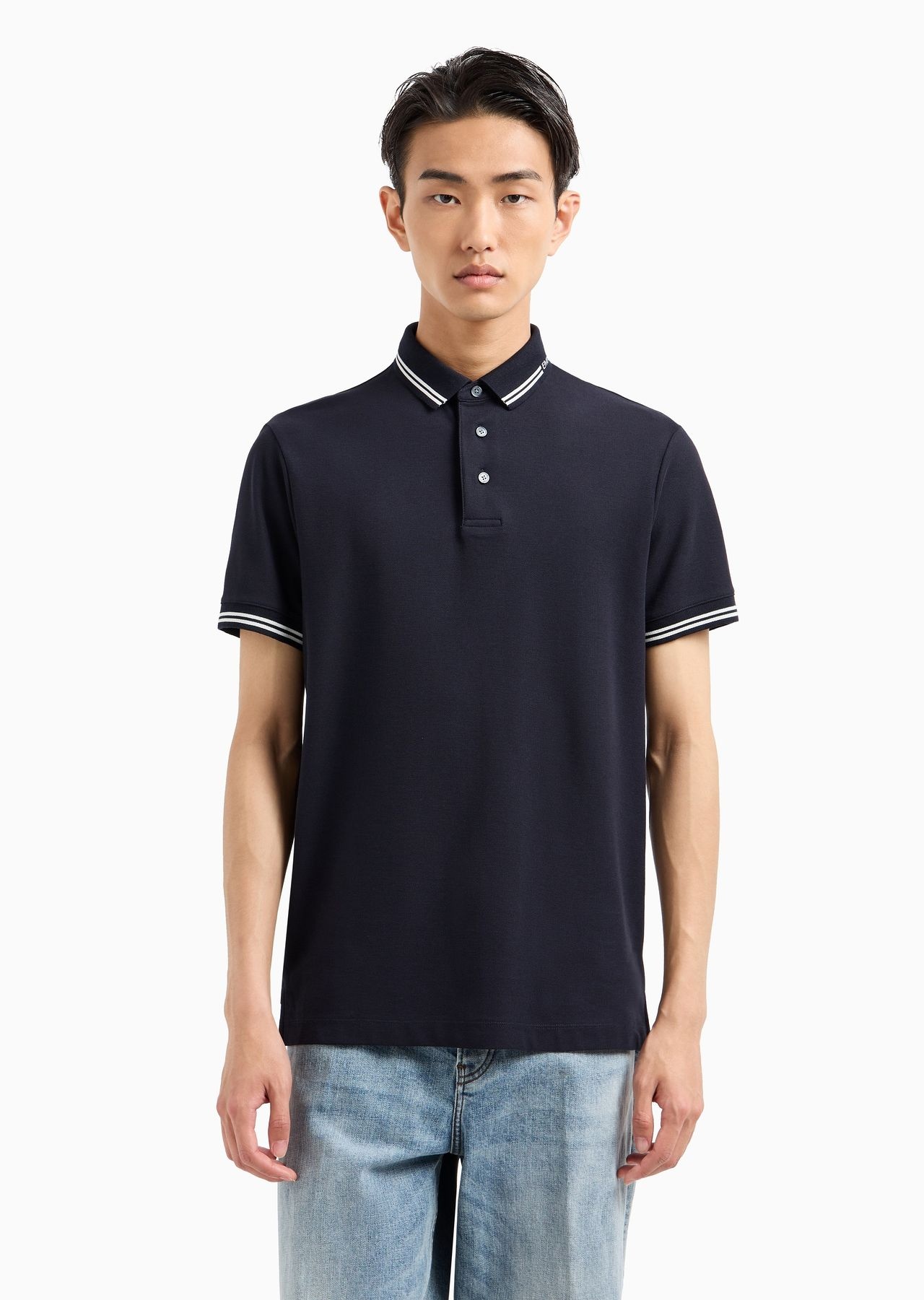 Jersey polo shirt with placed logo - 2