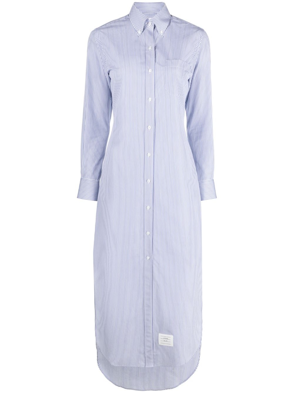 logo-patch striped maxi shirtdress - 1