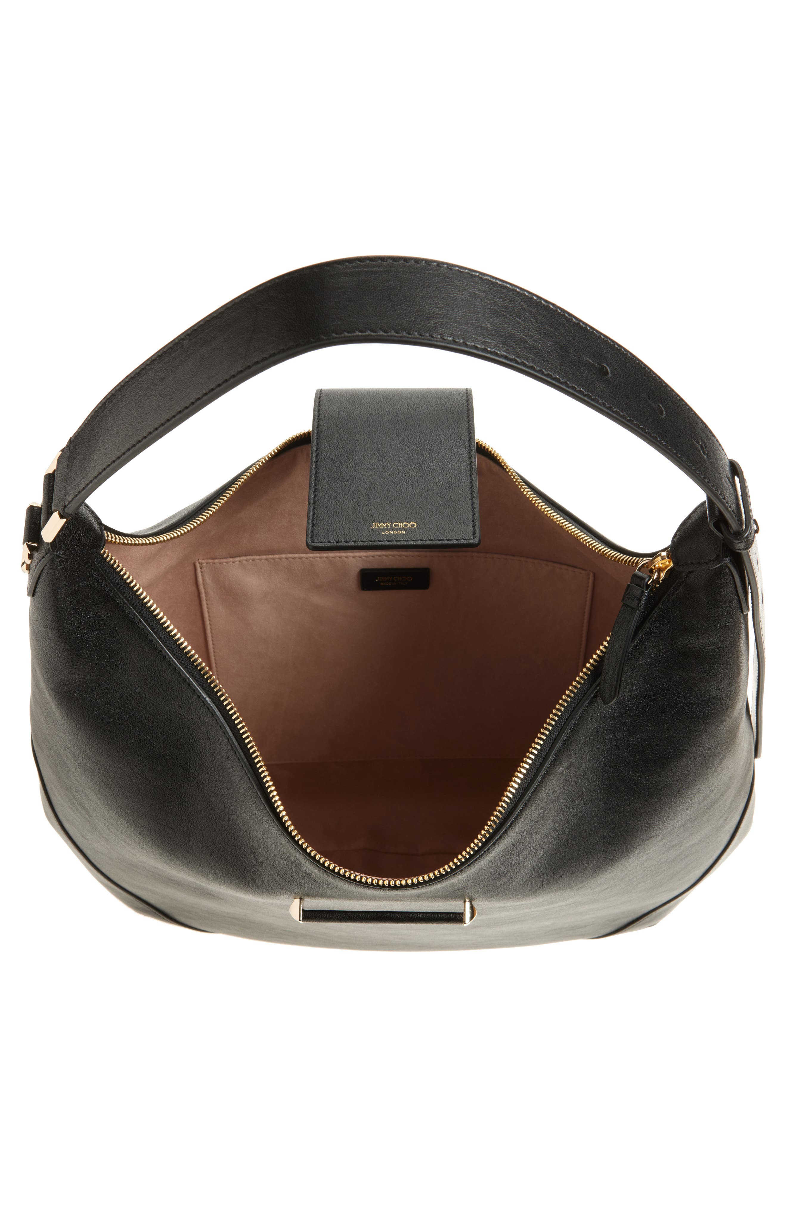 Jimmy Choo Bar Medium Leather Hobo Shoulder Bag in Black/Shiny Gold at Nordstrom - 4