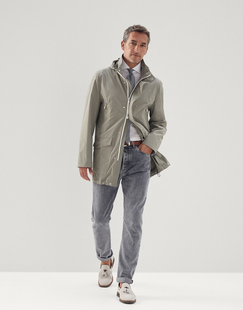 Brunello Cucinelli Water-resistant microfiber parka with detachable hood outlook
