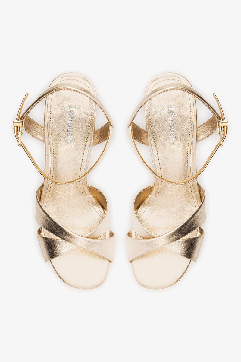 Bianca High Platform Sandal In Platina Metallic Leather 6