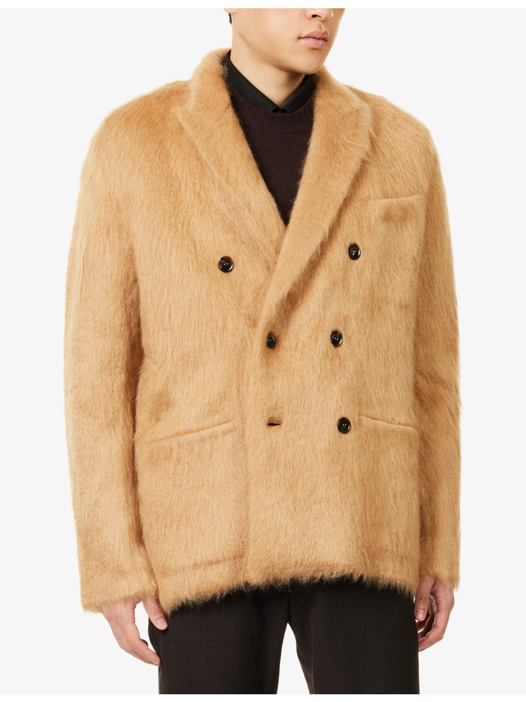 Double-Breasted Relaxed-Fit Cashmere, Wool And Silk Jacket - 3