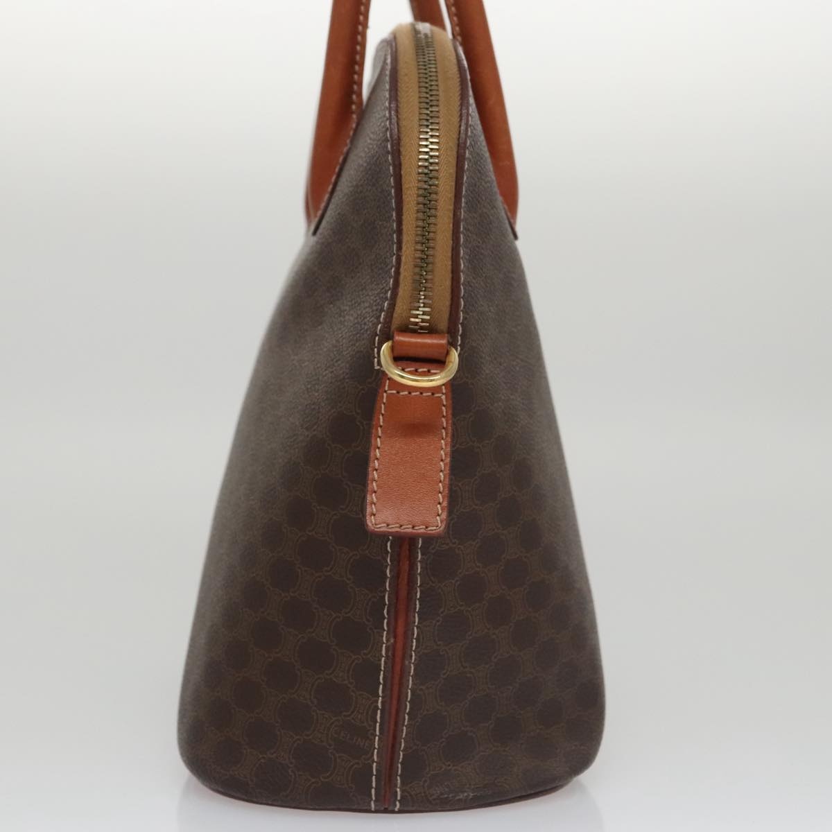 CELINE Macadam Canvas Hand Bag Pvc Leather Brown Gold - 3