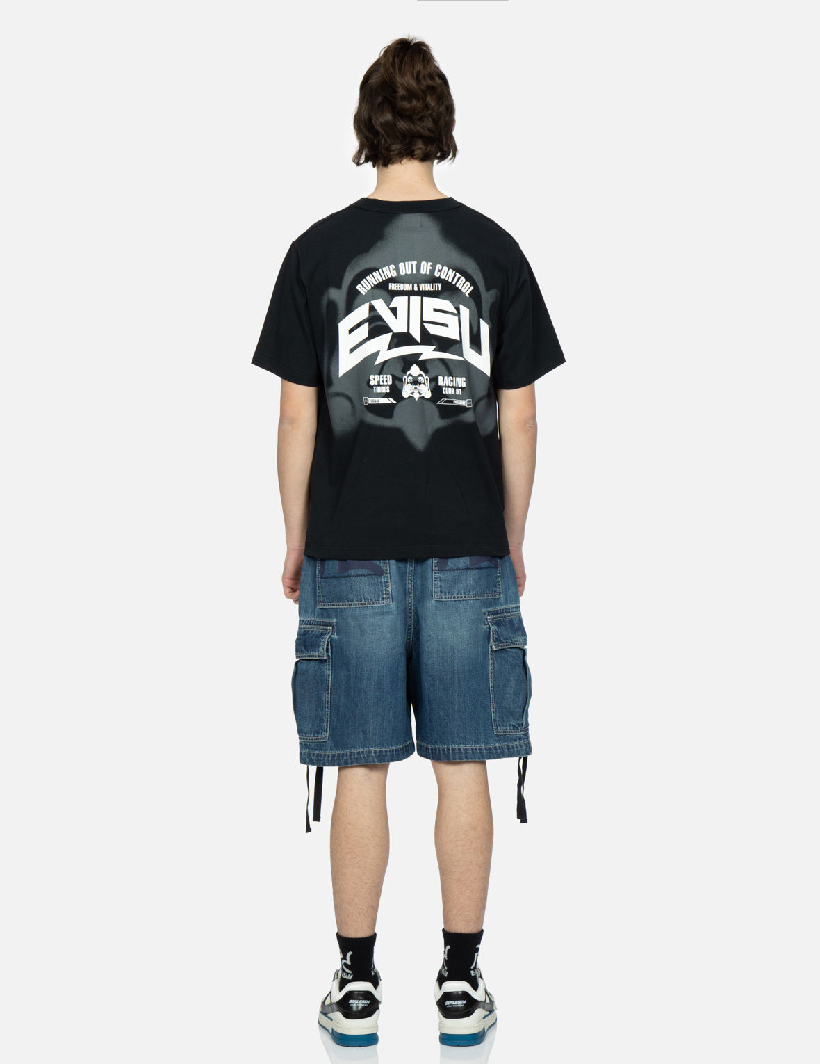 SEAGULL PRINT CARGO DENIM SHORTS - 6