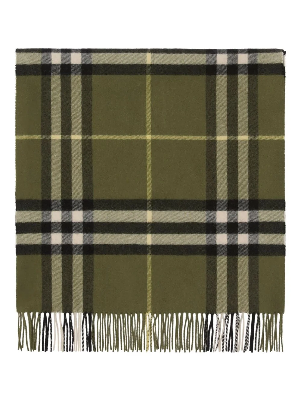 Check-pattern fringed scarf - 1