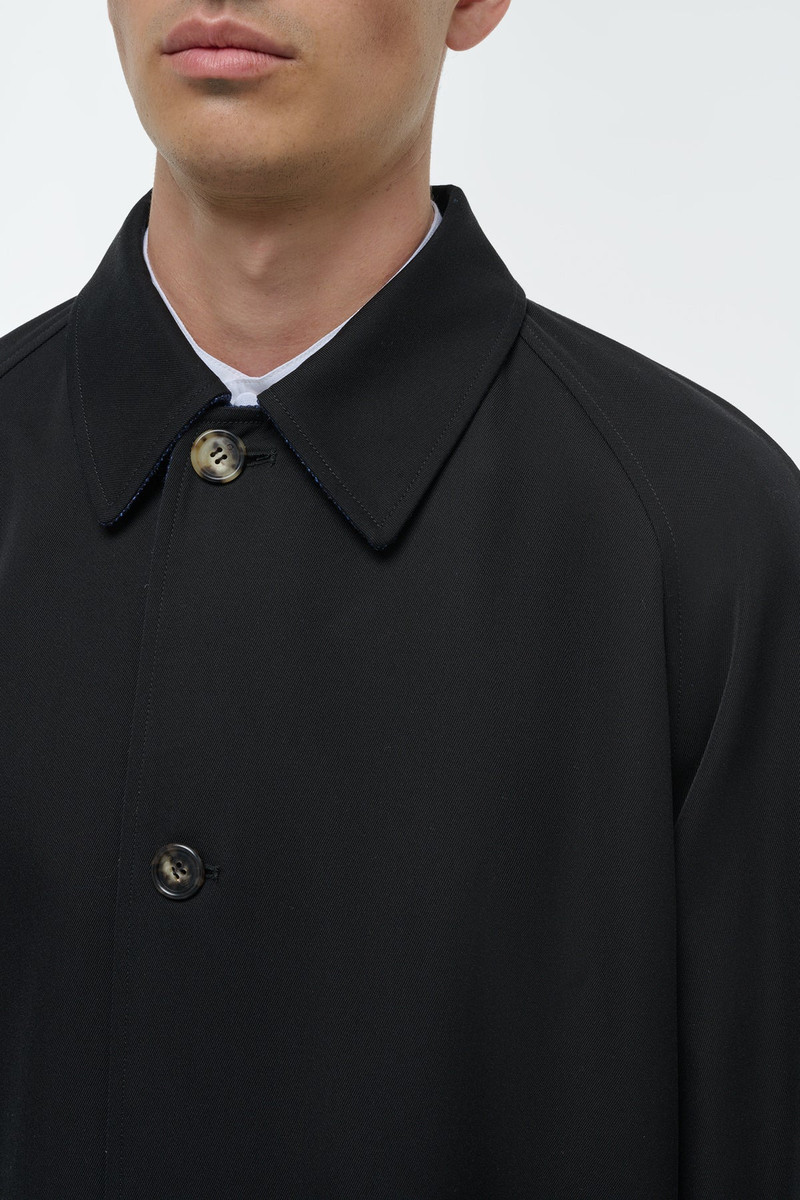 Alain Reversible Coat in Black & Electric Navy Virgin Wool 8