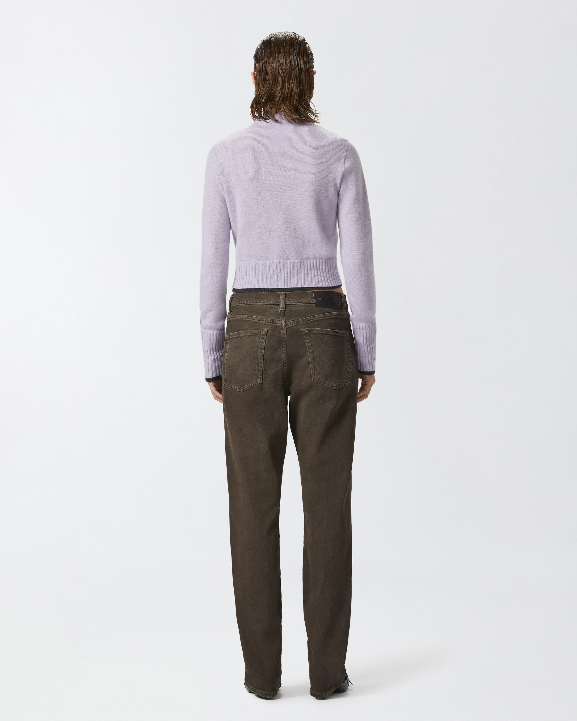 STRAIGHT DENIM JEANS WITH BROWN SPRAY - 4