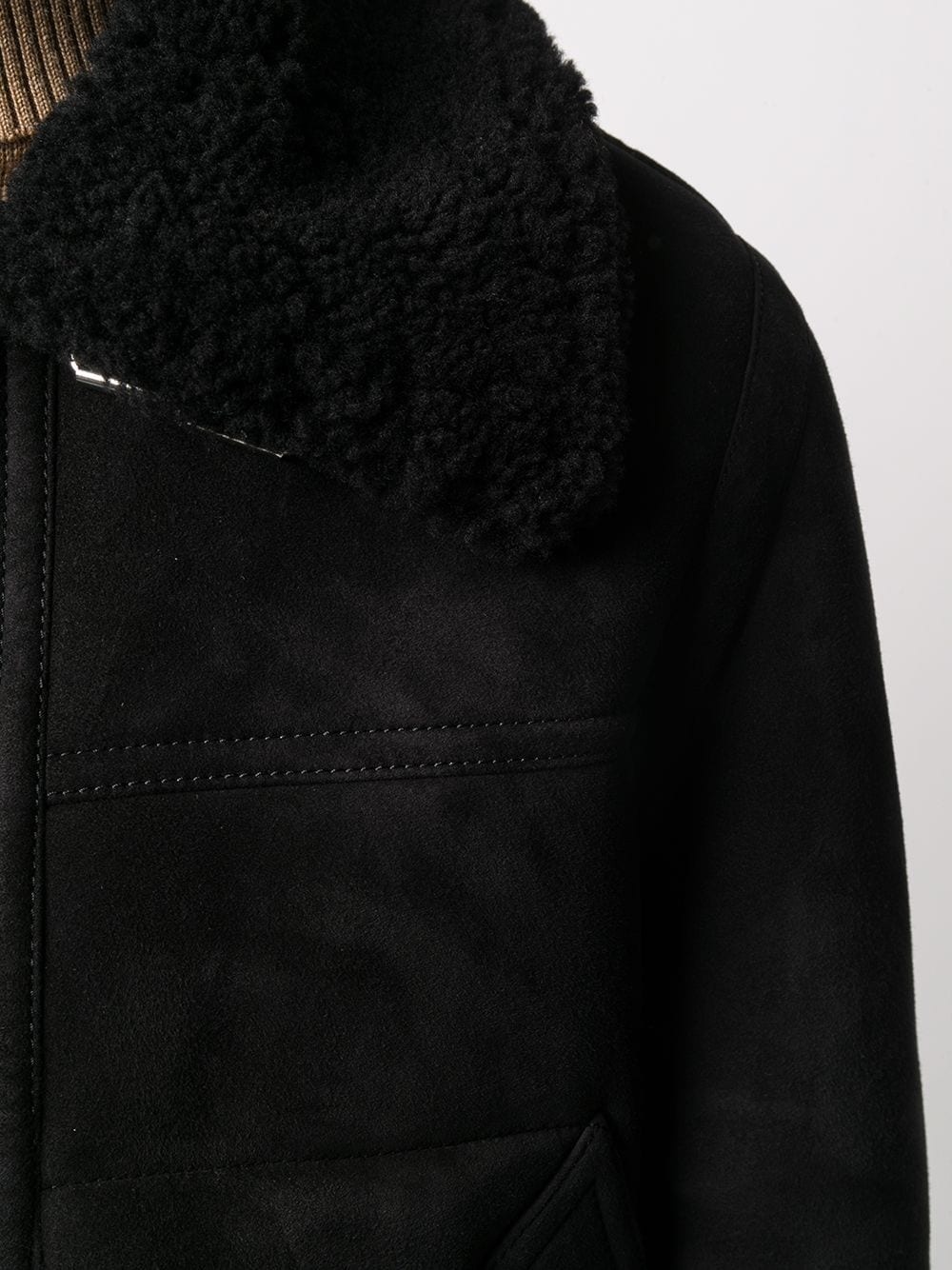 zip-up jacket in suede finishing shearling - 5