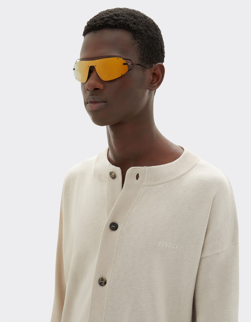 Ferrari sunglasses in brown titanium with gold-tone mirror brown shield 2