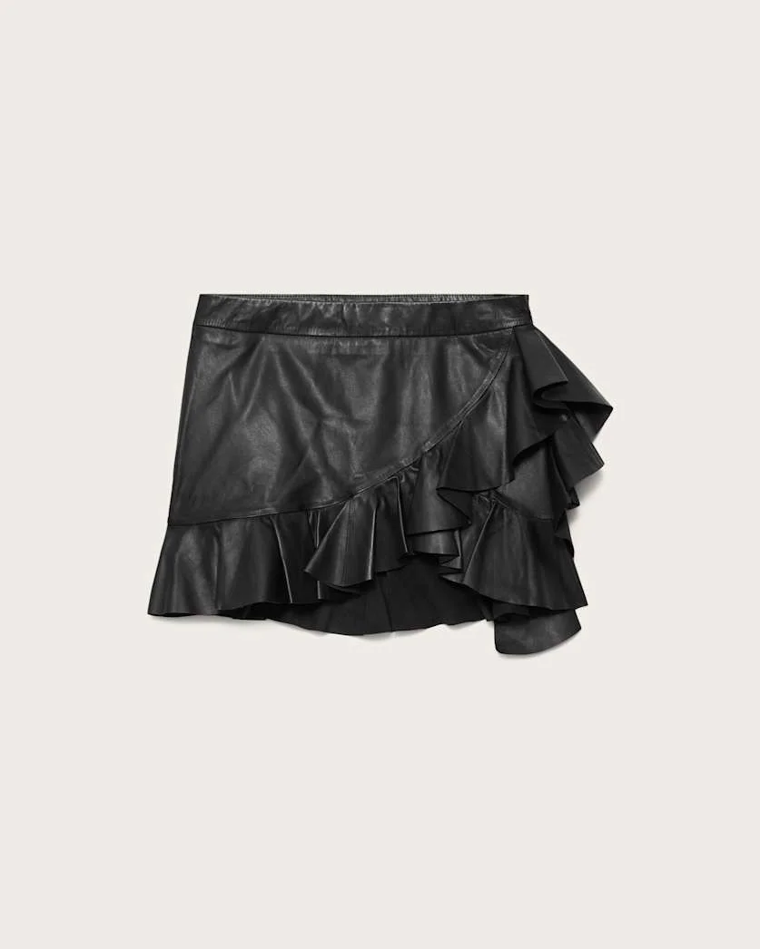 LUANA ASYMMETRIC LEATHER MINI SKIRT - 1