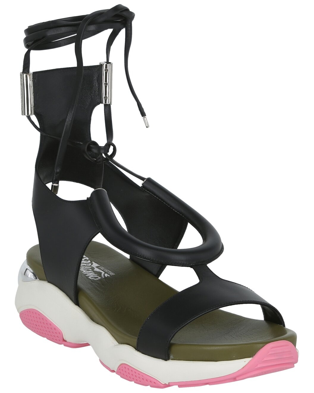 Ferragamo Lace-Up Leather Sandal - 1