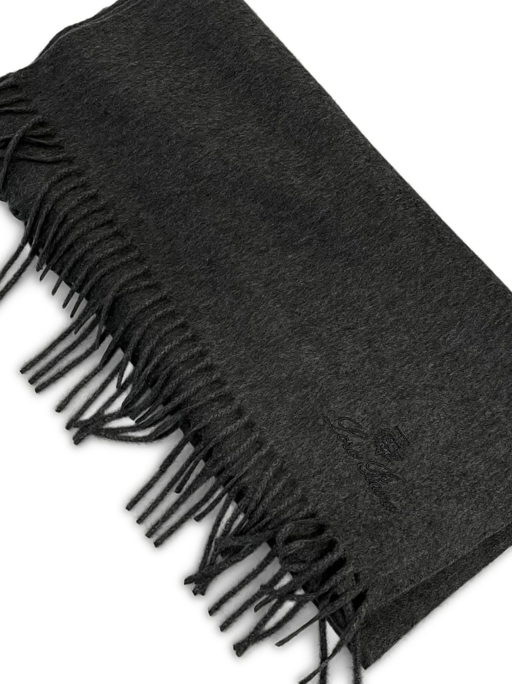 fringed embroidered-logo scarf - 2