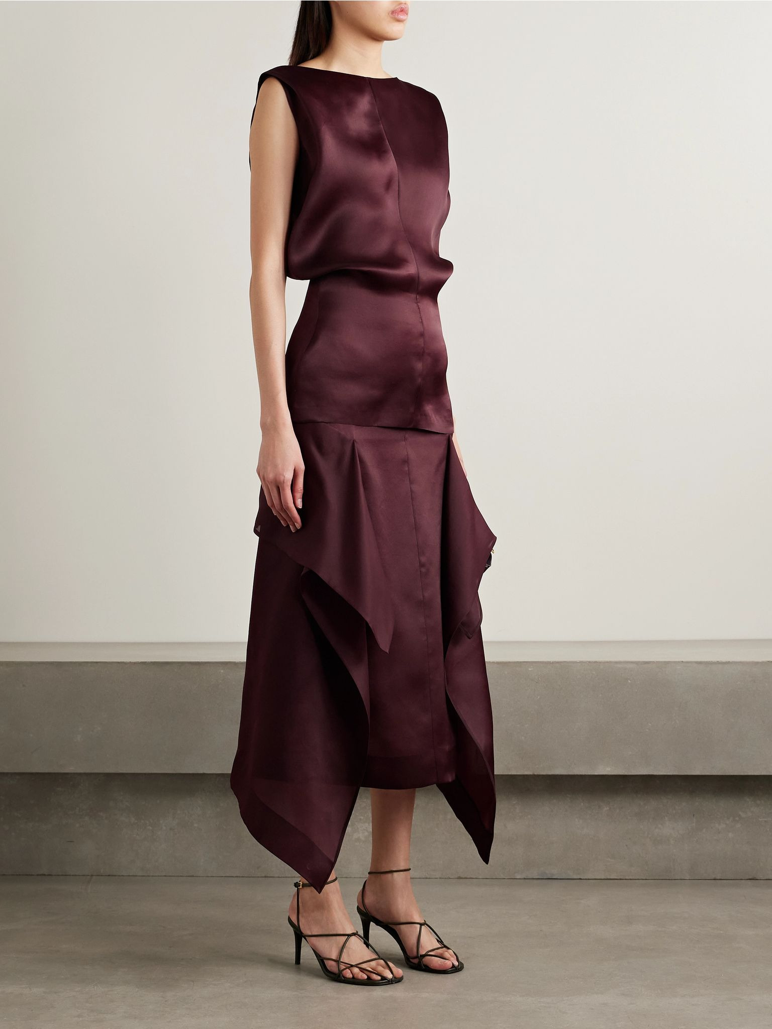 Toma silk-organza tunic Burgundy - 2