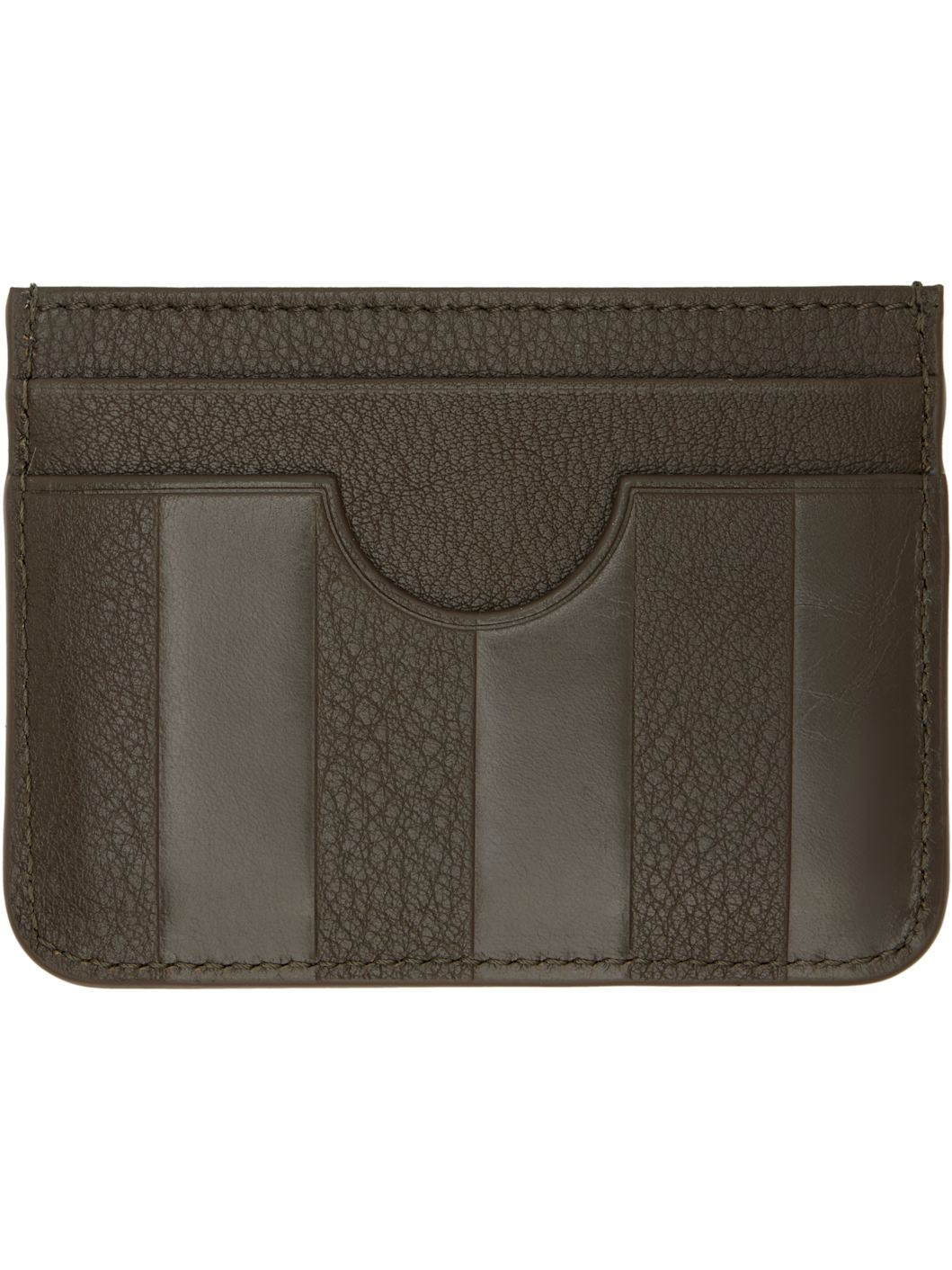 Khaki Leather Midi Card Holder - 2