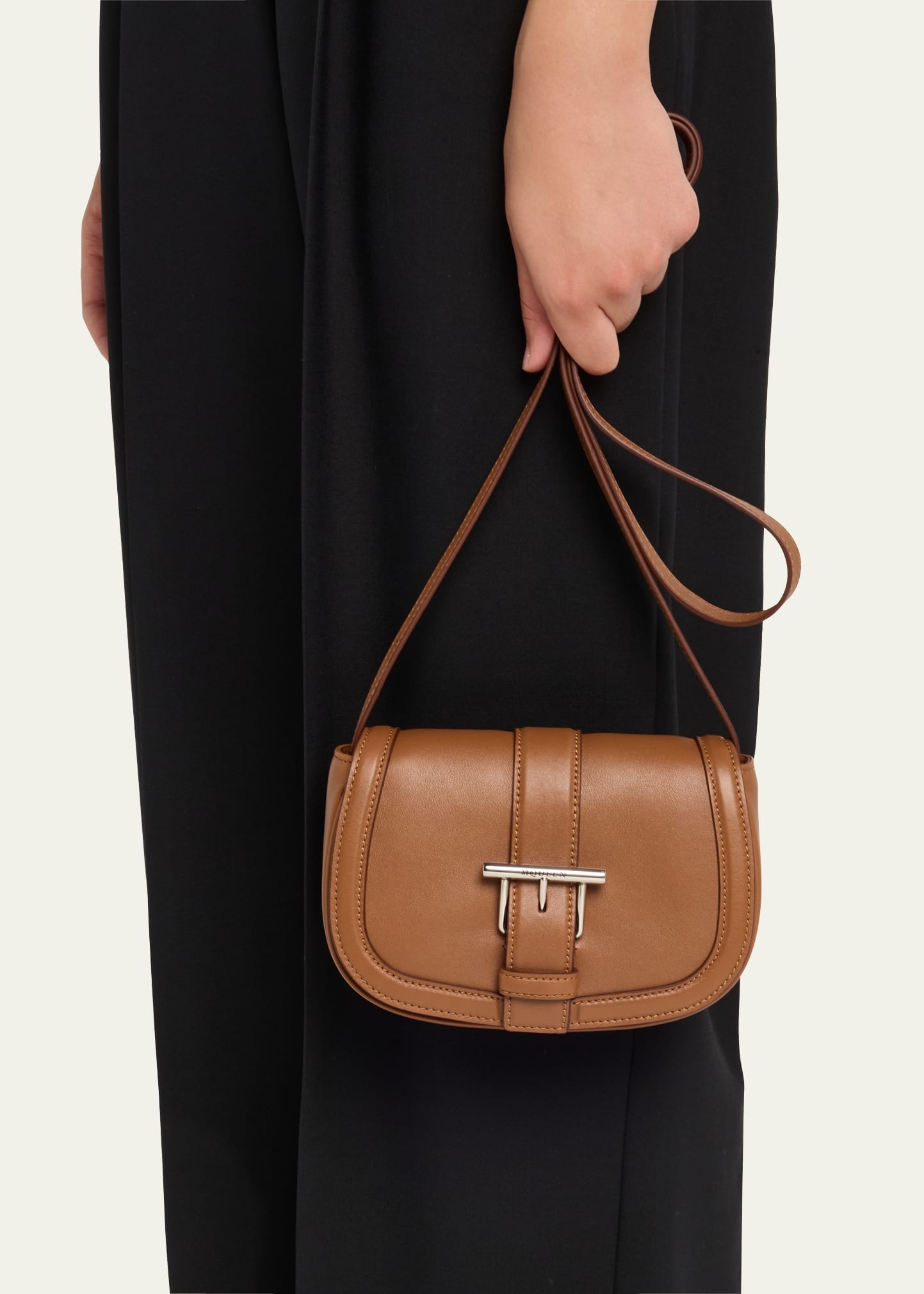 Mini T Bar Leather Saddle Crossbody Bag - 2