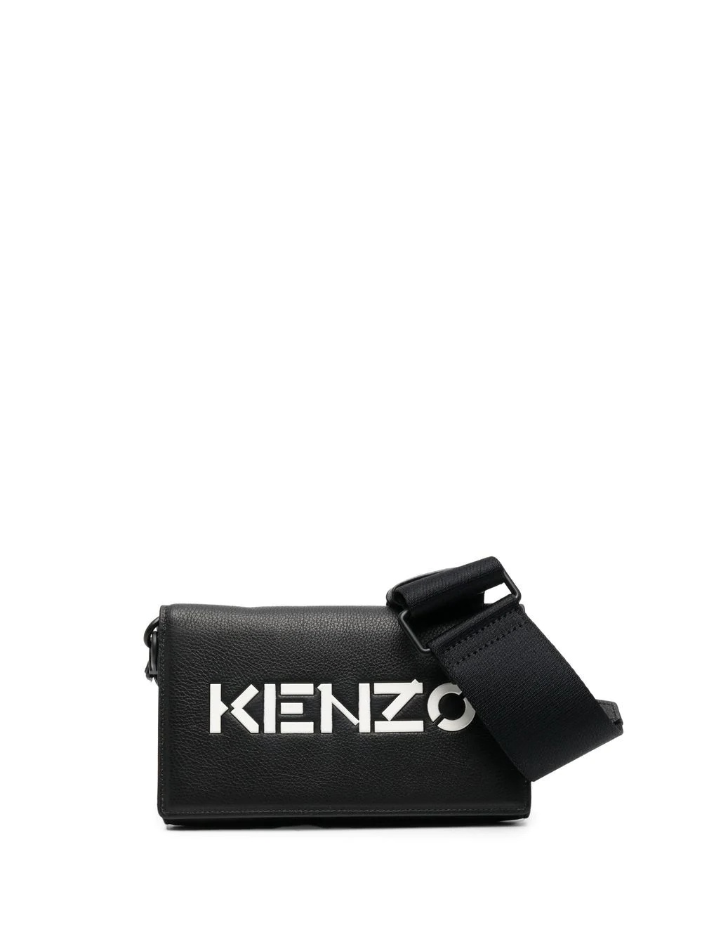 logo-print leather shoulder bag - 1