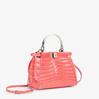 FENDI Iconic small Peekaboo bag, made of exquisite, pink crocodile leather and embellished with the classi outlook