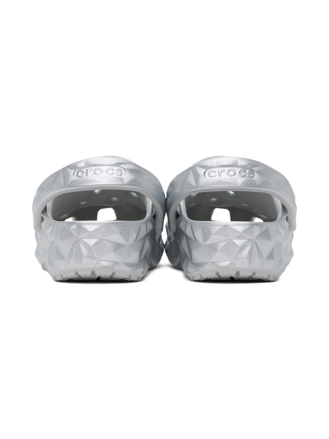 Silver Classic Metallic Geometric Clogs - 3