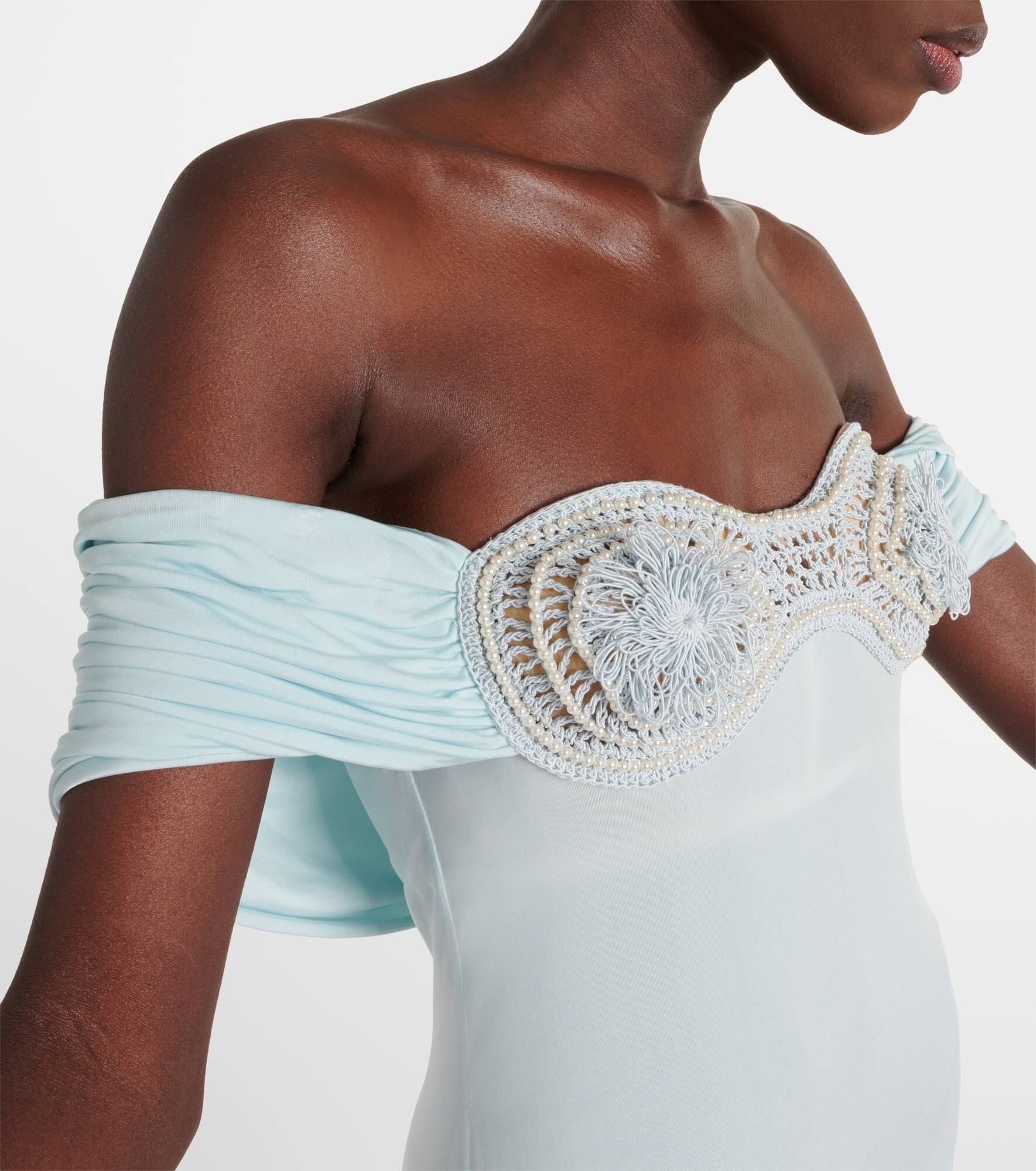 Crochet-trimmed off-shoulder maxi dress - 4