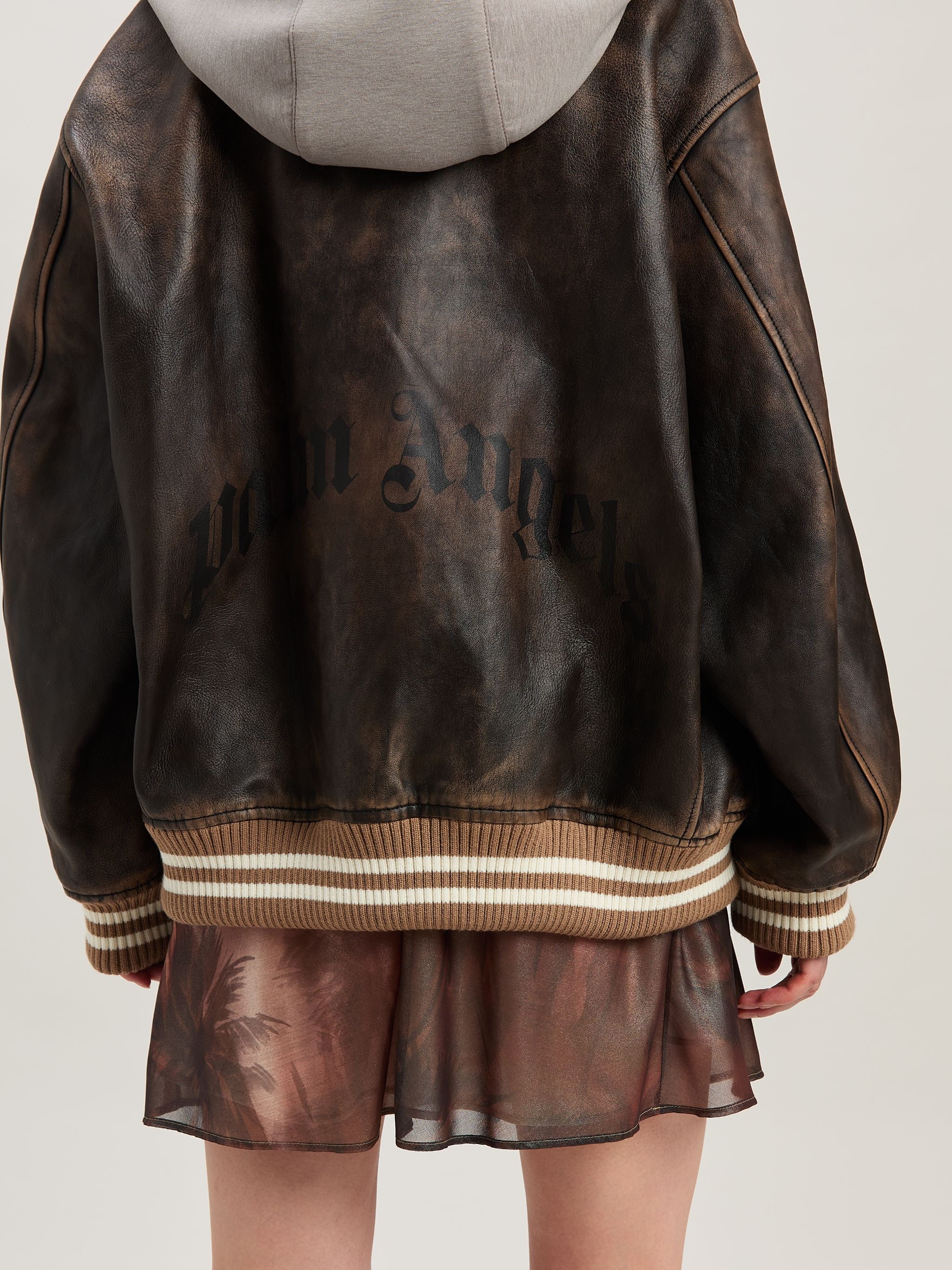 Curved logo Leather Bomber - 6