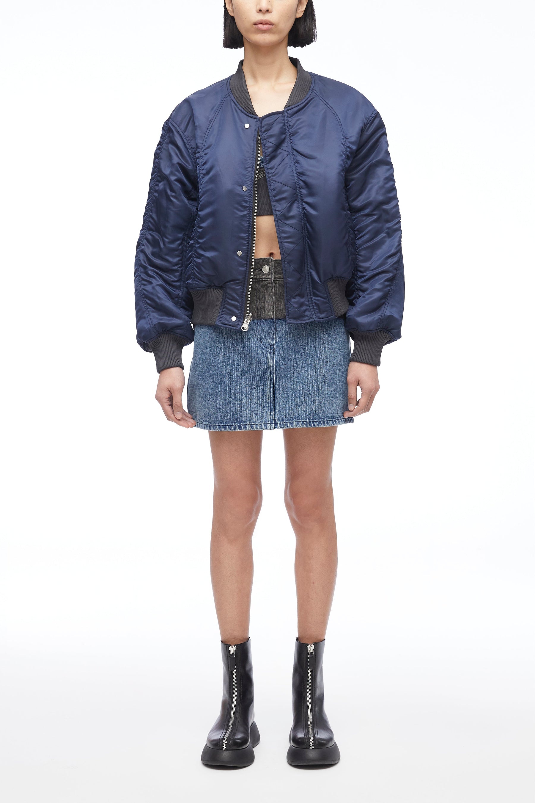 Multi-Toned Denim Reversible Bomber Jacket - 2