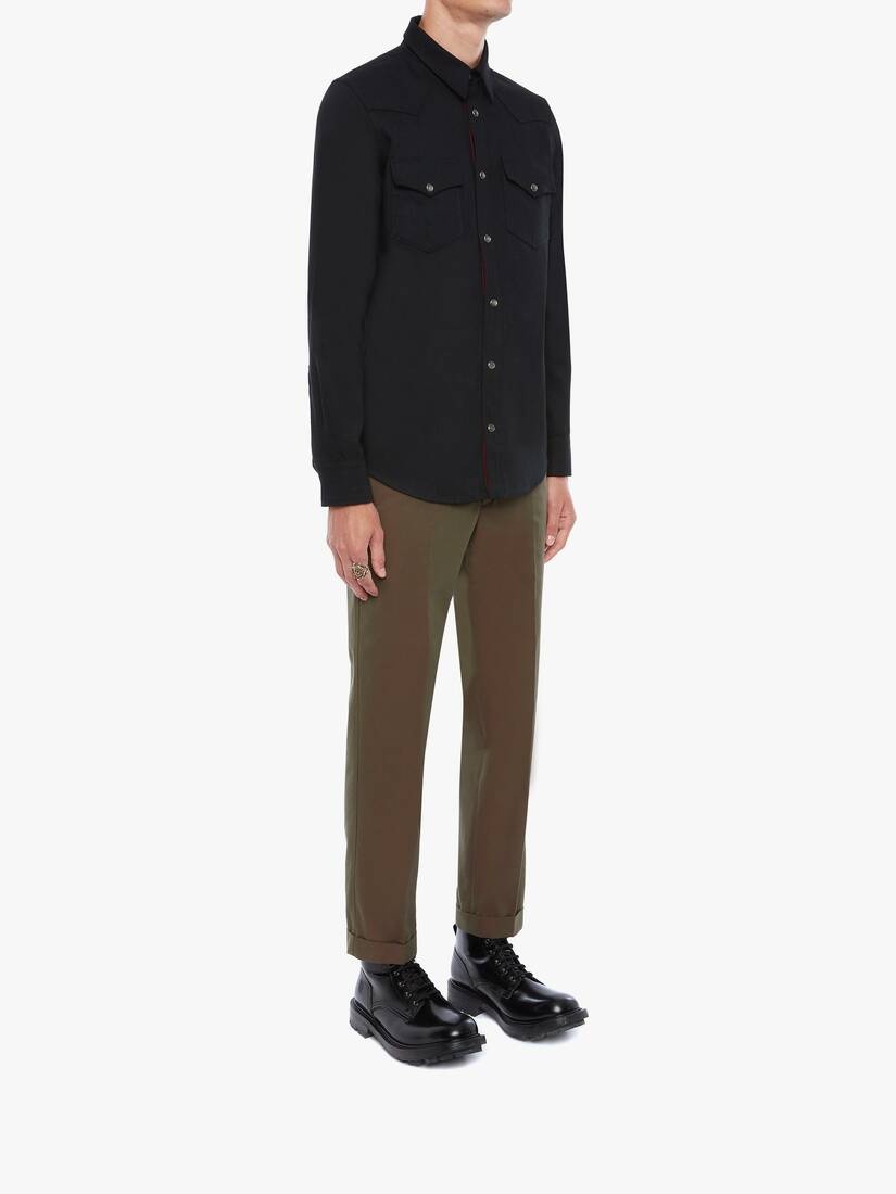 Selvedge Tape Denim Shirt in Black - 3