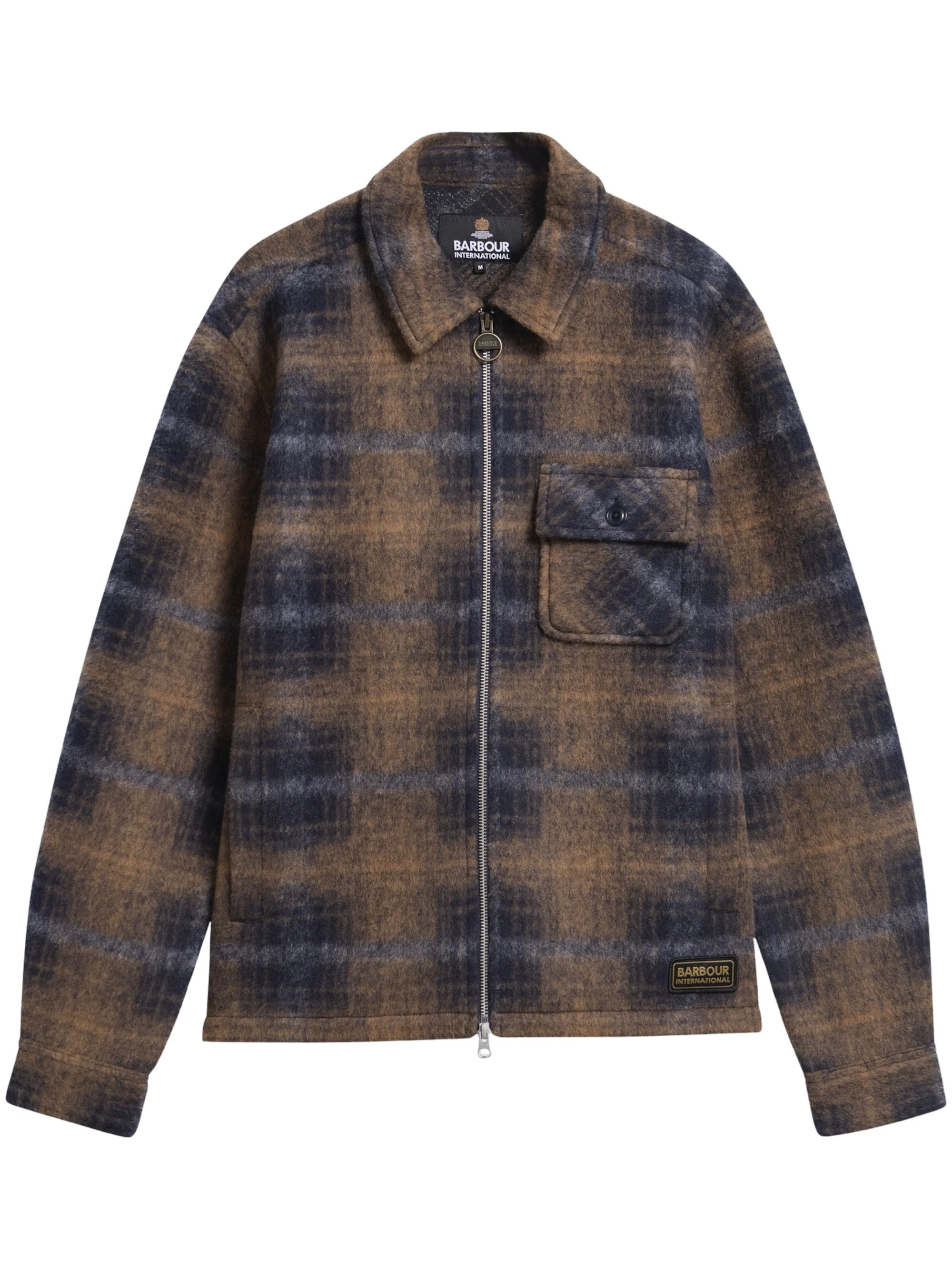 Check-pattern zip-up jacket - 1