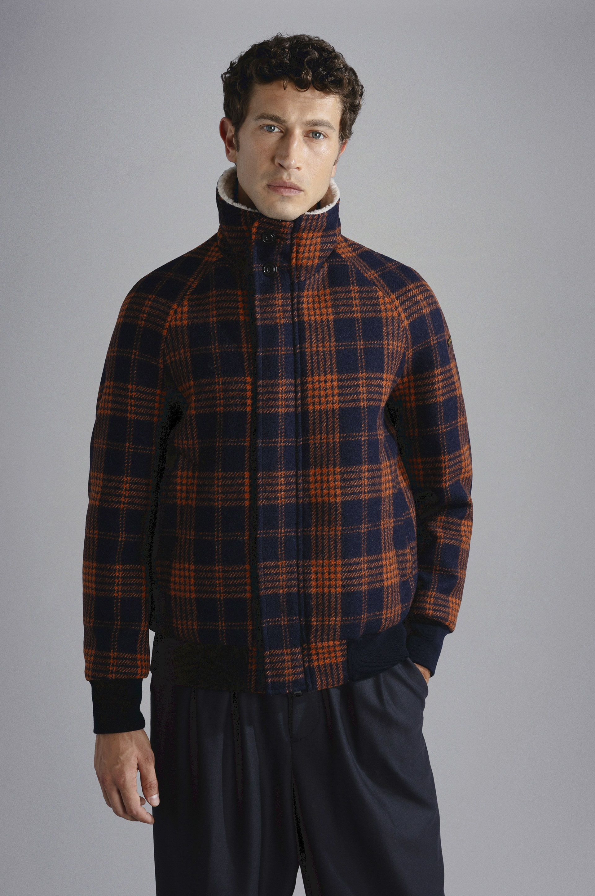 CHECKED PATTERN WOOL BOMBER JACKET - 6