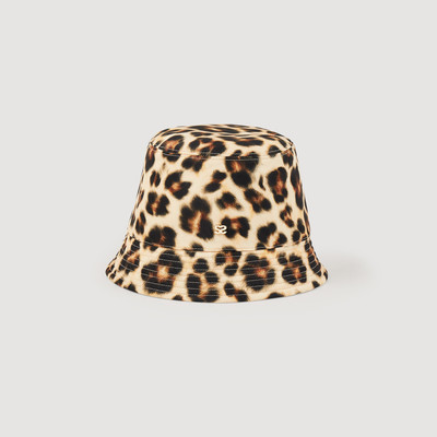 Sandro Reversible leopard-print hat outlook