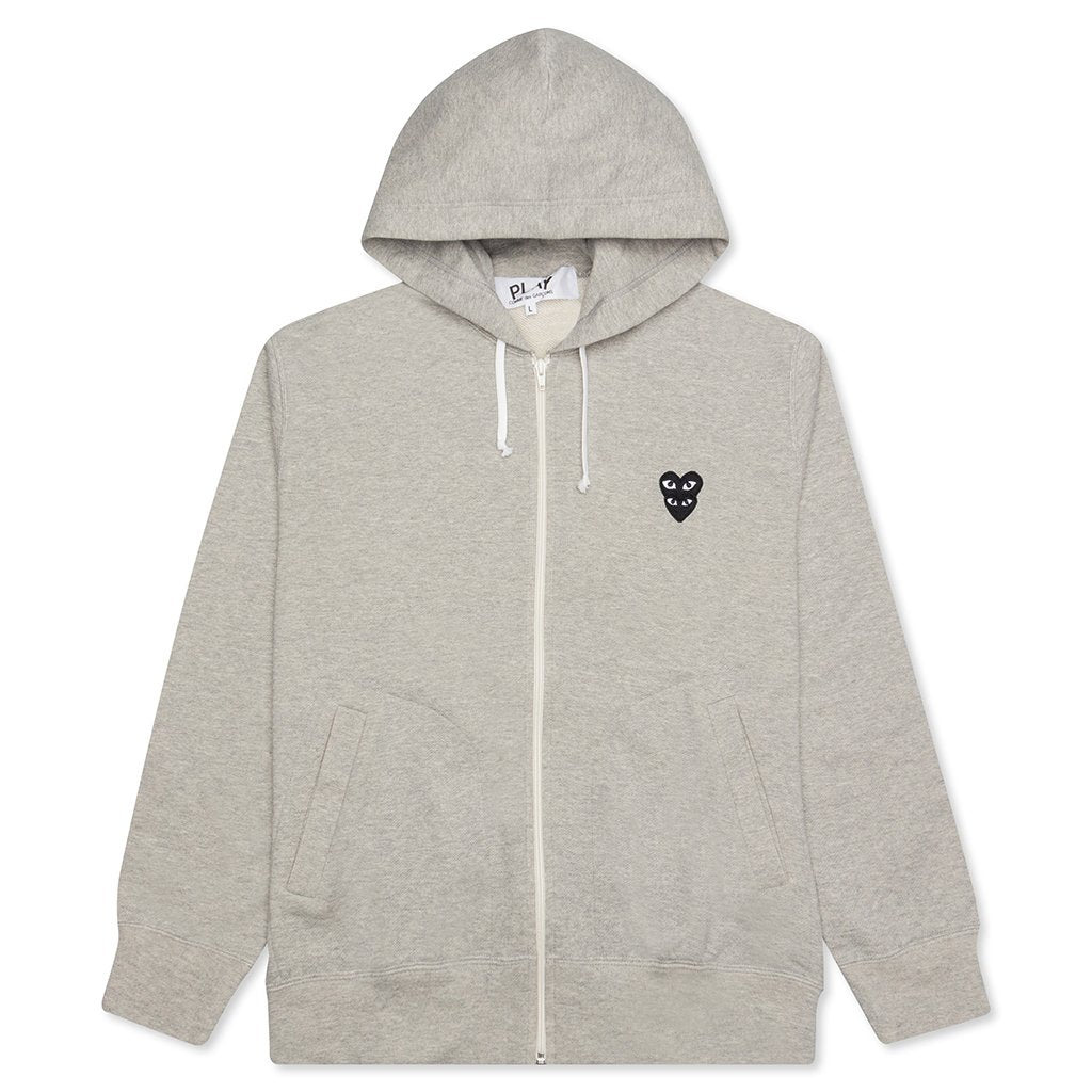 COMME DES GARCONS PLAY STACKED HEART HOODED SWEATSHIRT - GREY - 1