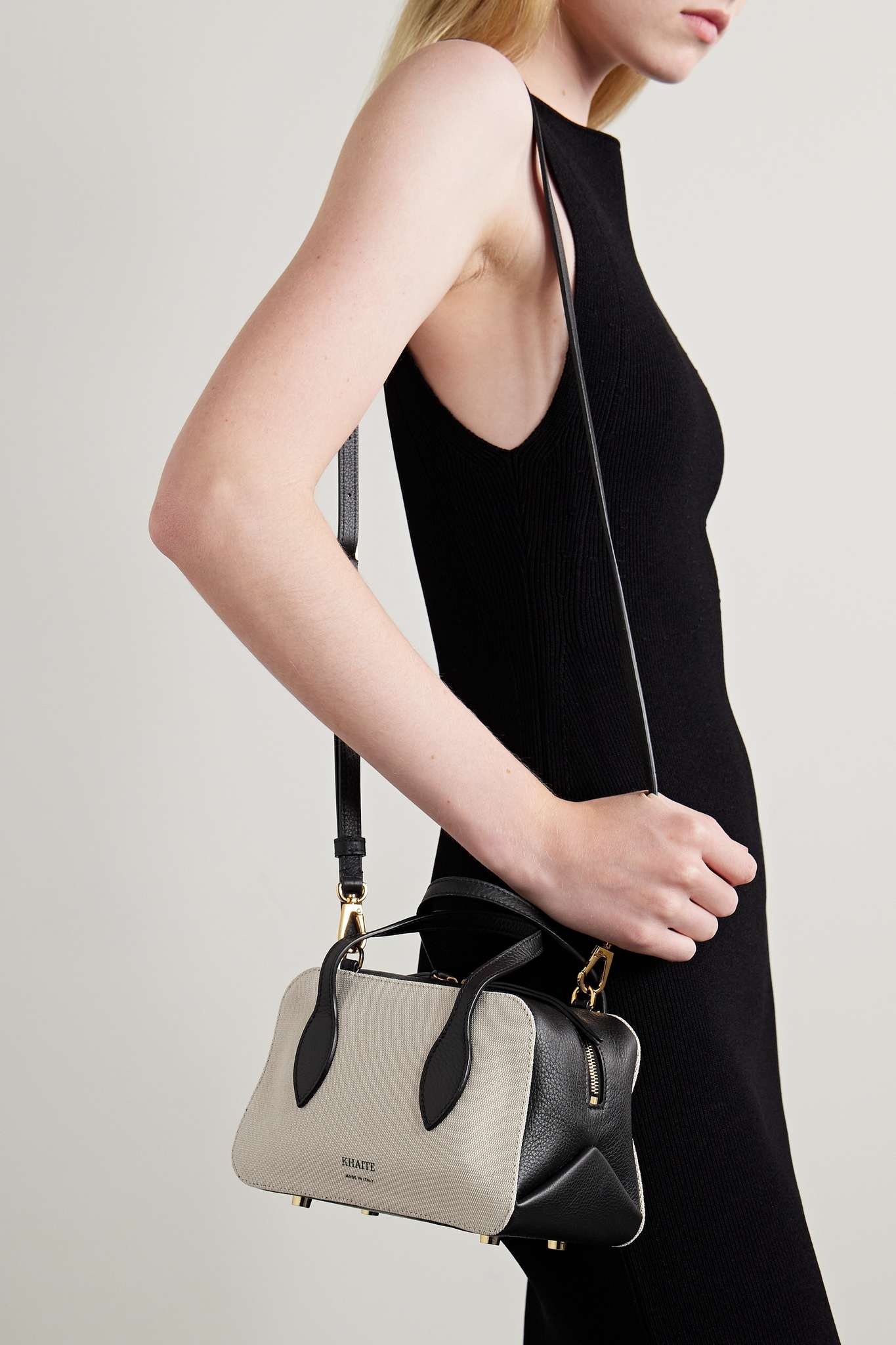 Maeve small textured-leather and canvas tote - 6