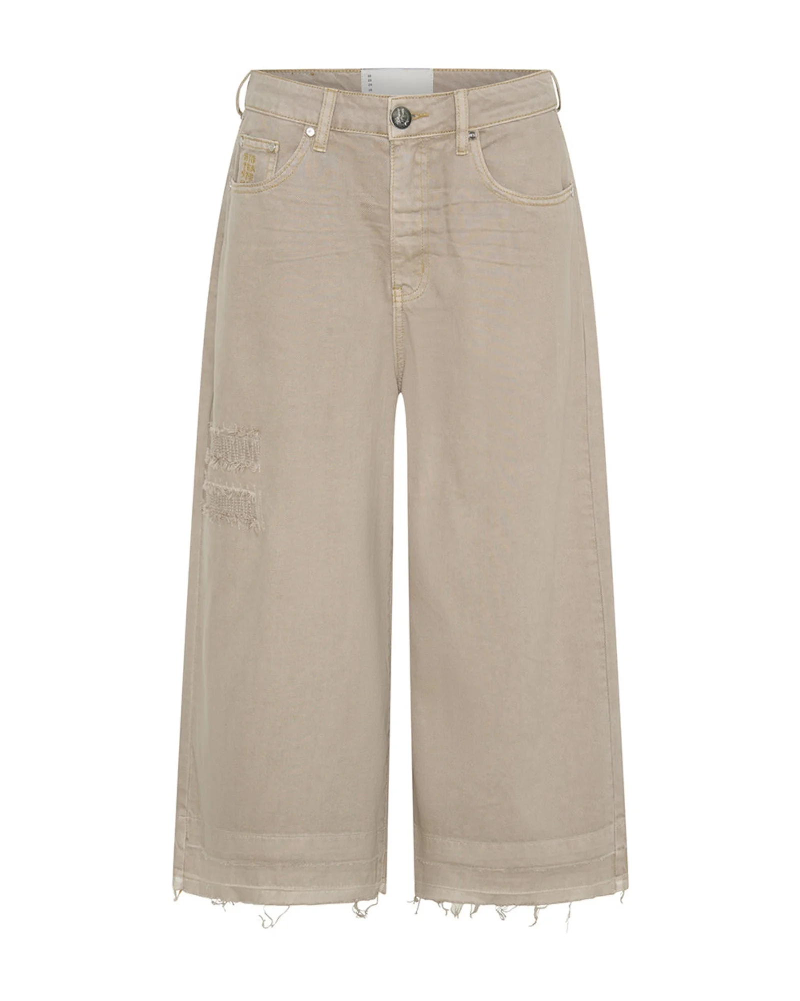 720'S Mid Waist Super Long Length Denim Jorts - Stone - 1