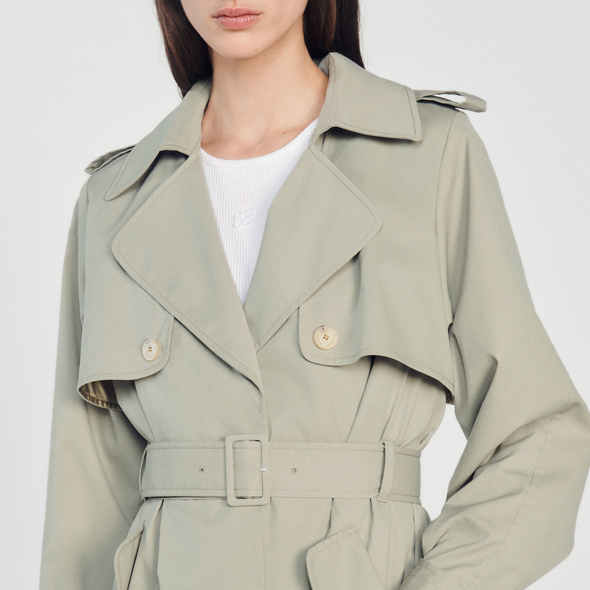 Trench coat with pleated back - 4