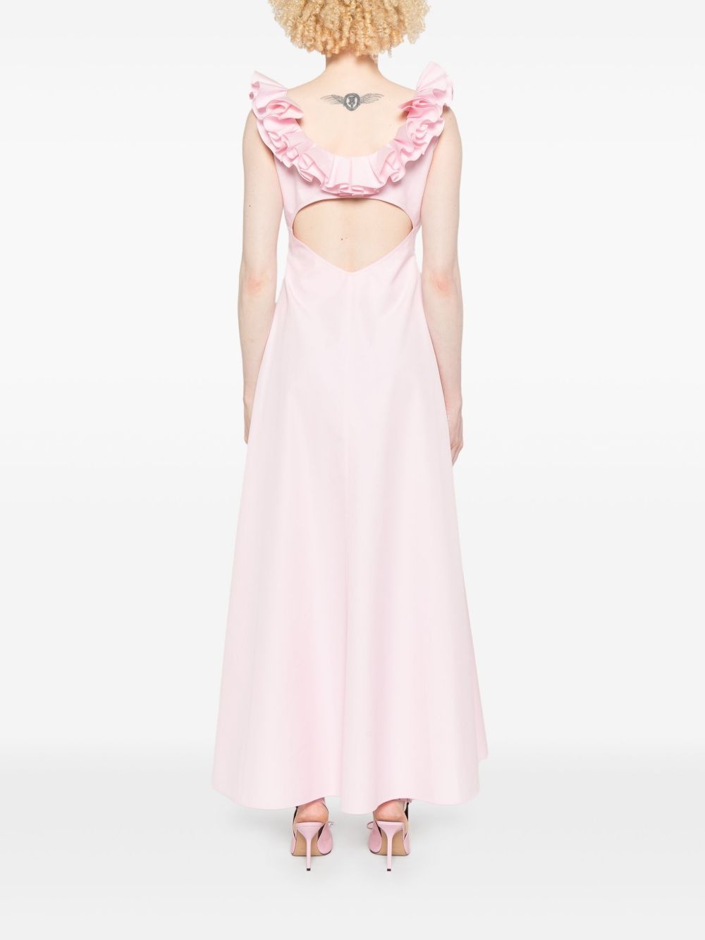 ruffled-detail midi dress - 4