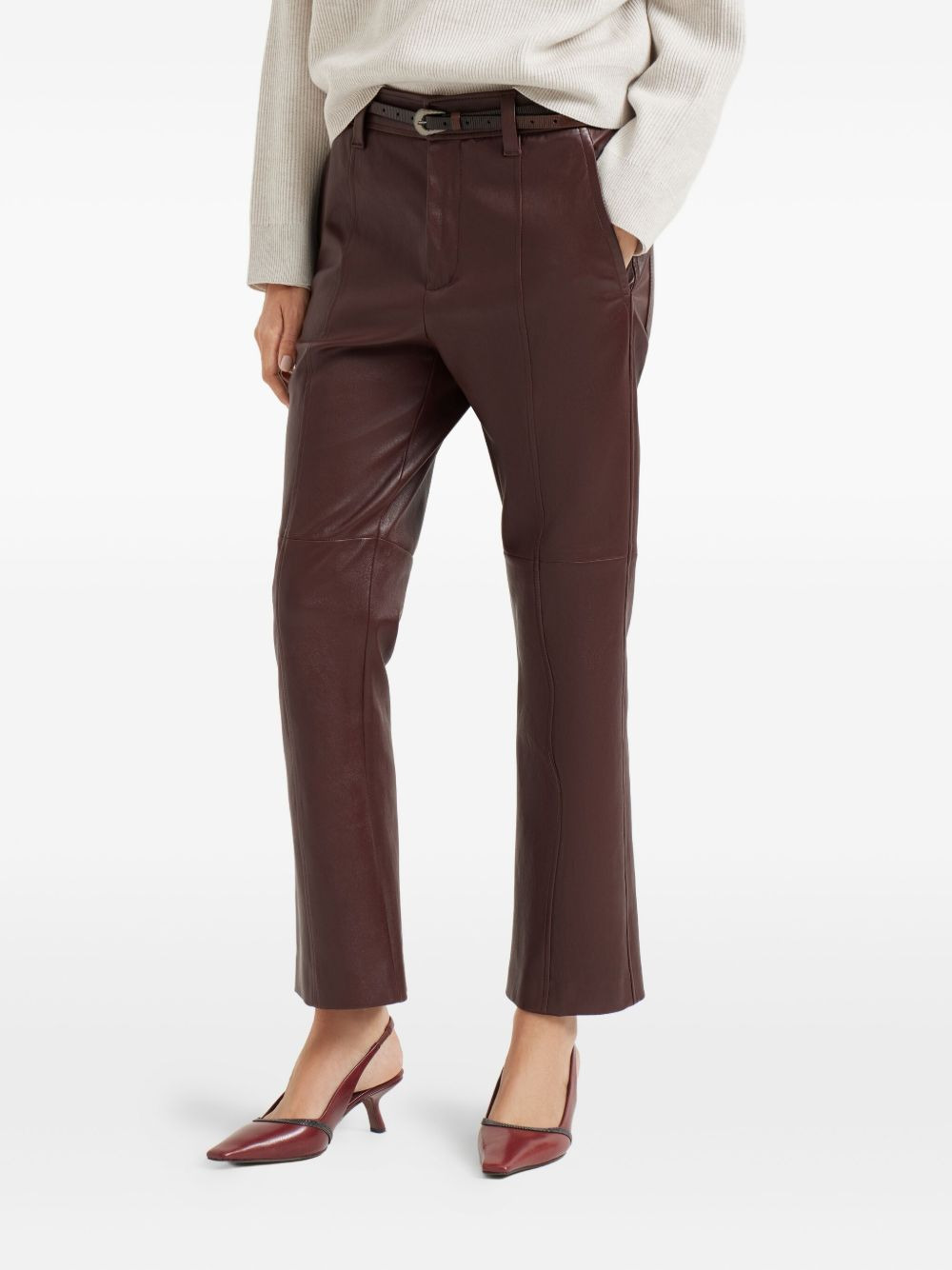 leather flared trousers - 3