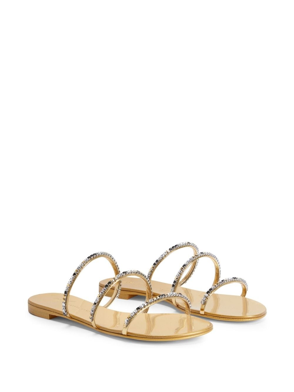 Dark Colorful crystal-embellished leather sandals - 2