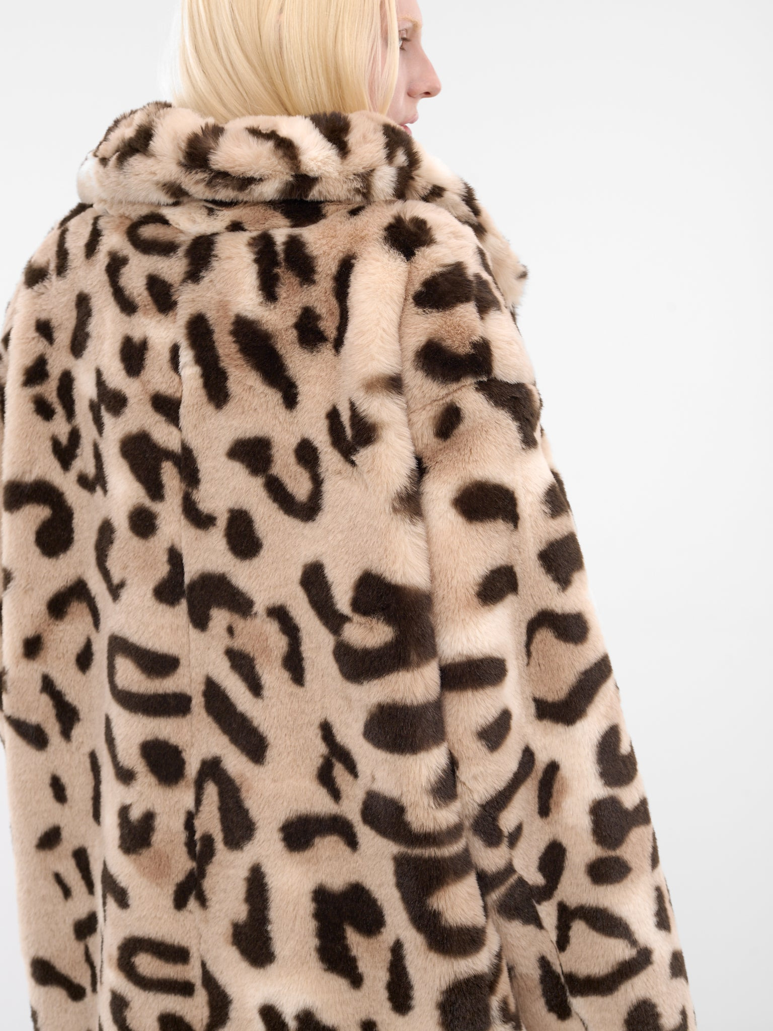 Oversized Leopard Print Fur Coat - 4