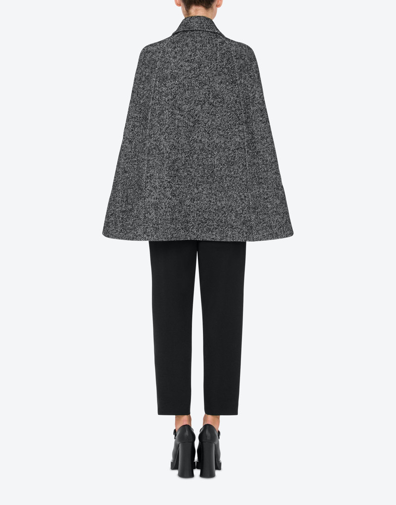 HERRINGBONE WOOL BLEND CAPE 3