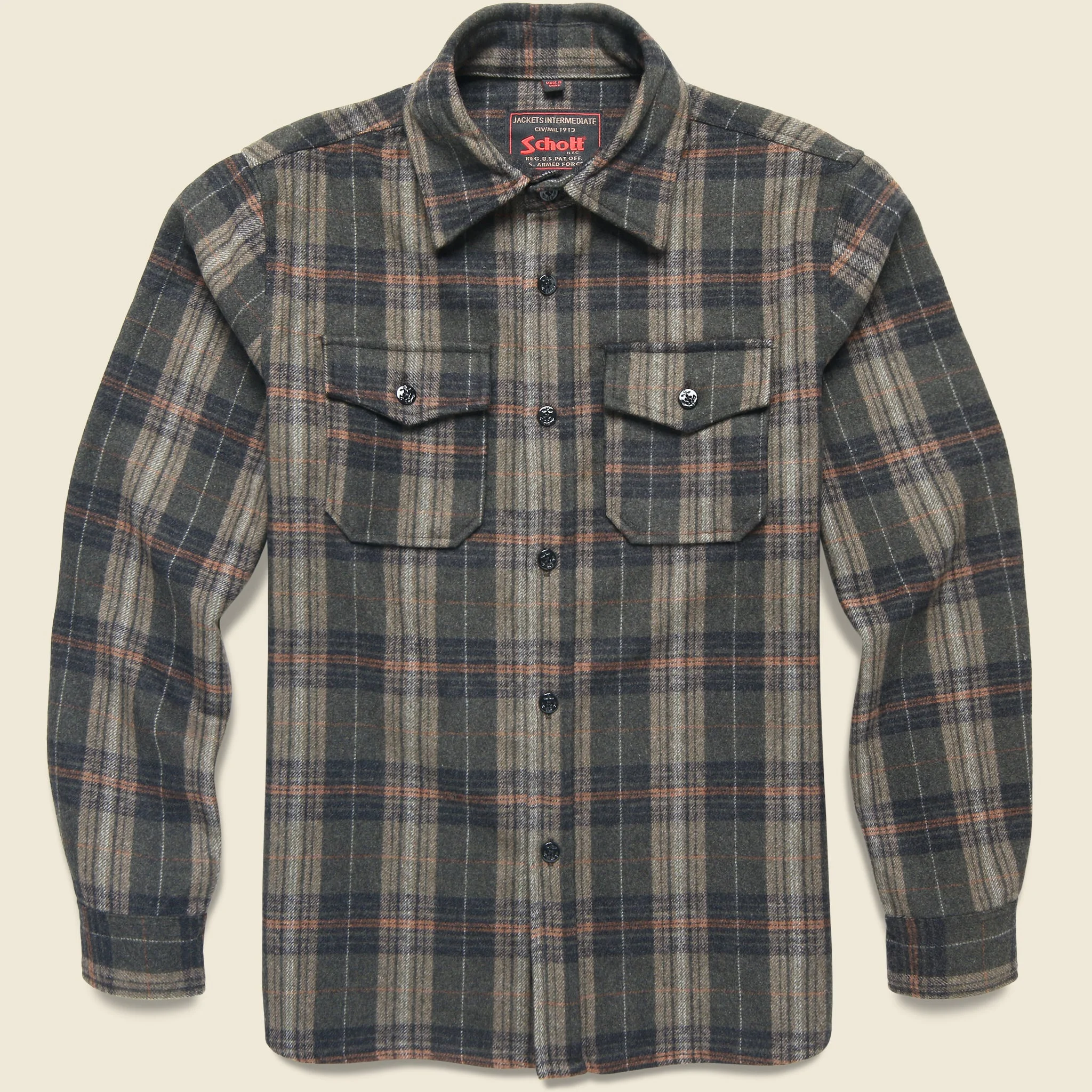 CPO Wool Shirt - Olive Plaid - 1
