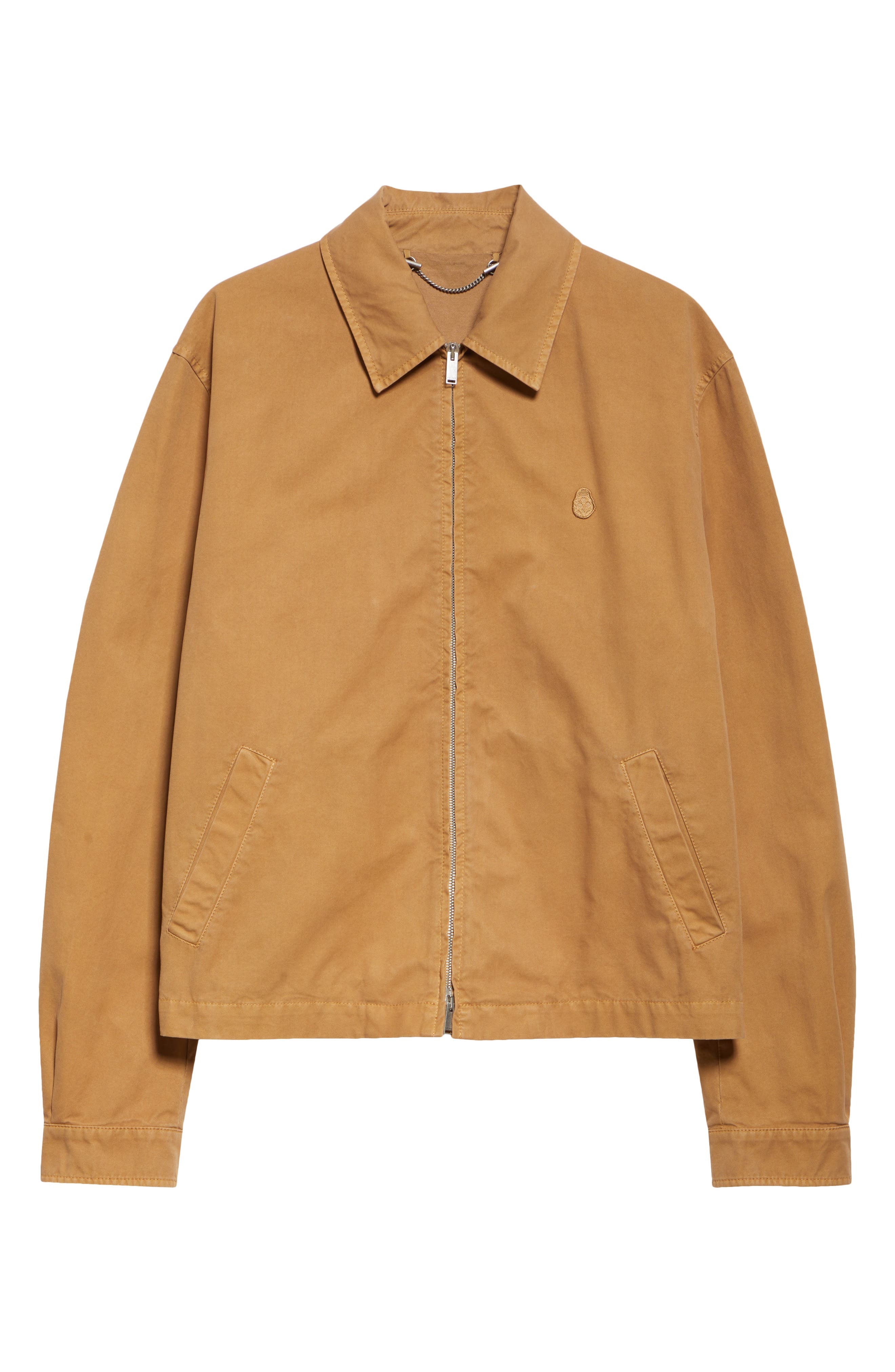McQueen Embroidered Skull Cotton Twill Jacket in Sand at Nordstrom - 7