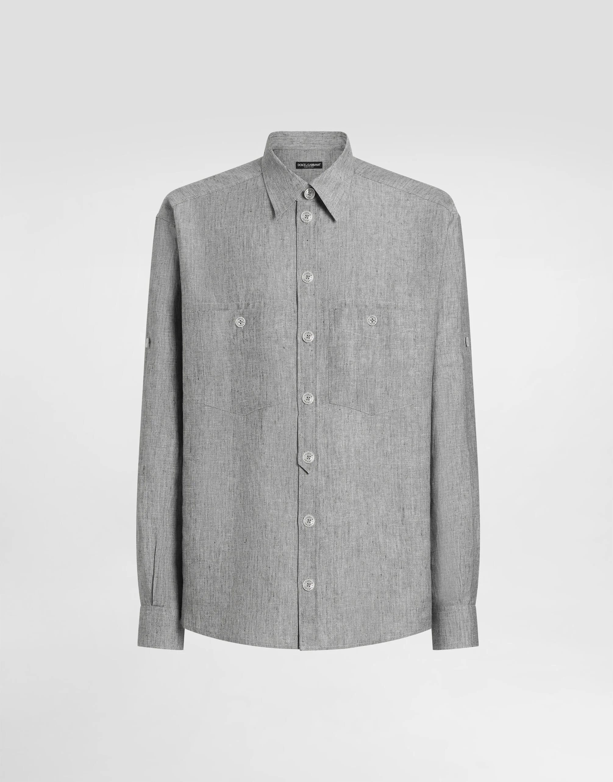 Washed linen canvas shirt - 1