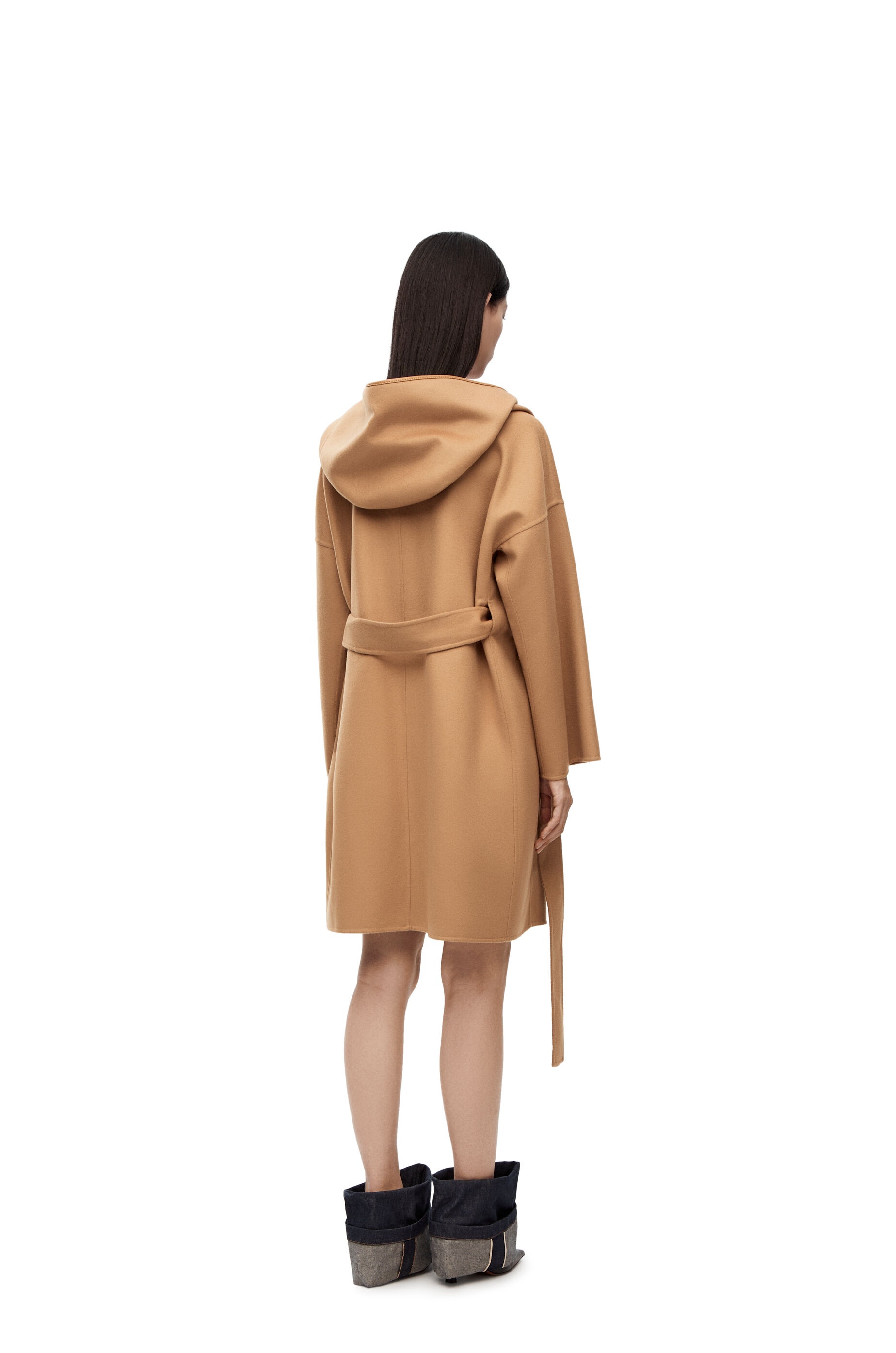 Short hooded coat in wool and cashmere - 4